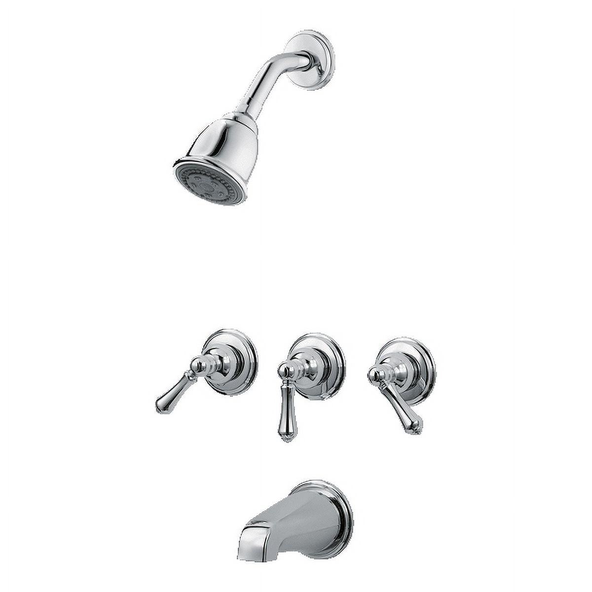 Polished Chrome 3-Handle Wall Mounted Tub and Shower Faucet