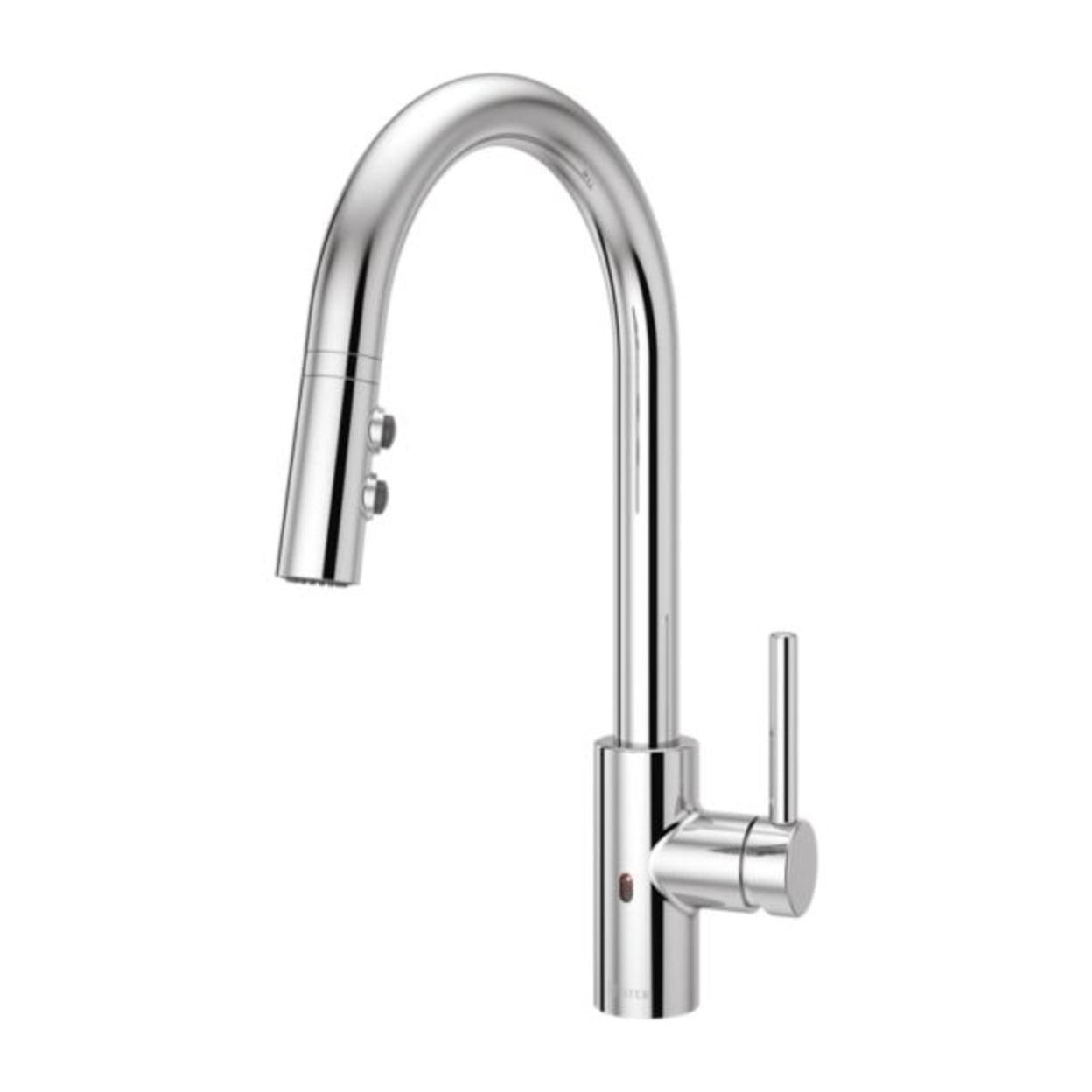 Sleek Chrome 16'' High Arc Pull-Down Kitchen Faucet with Touchless Spray