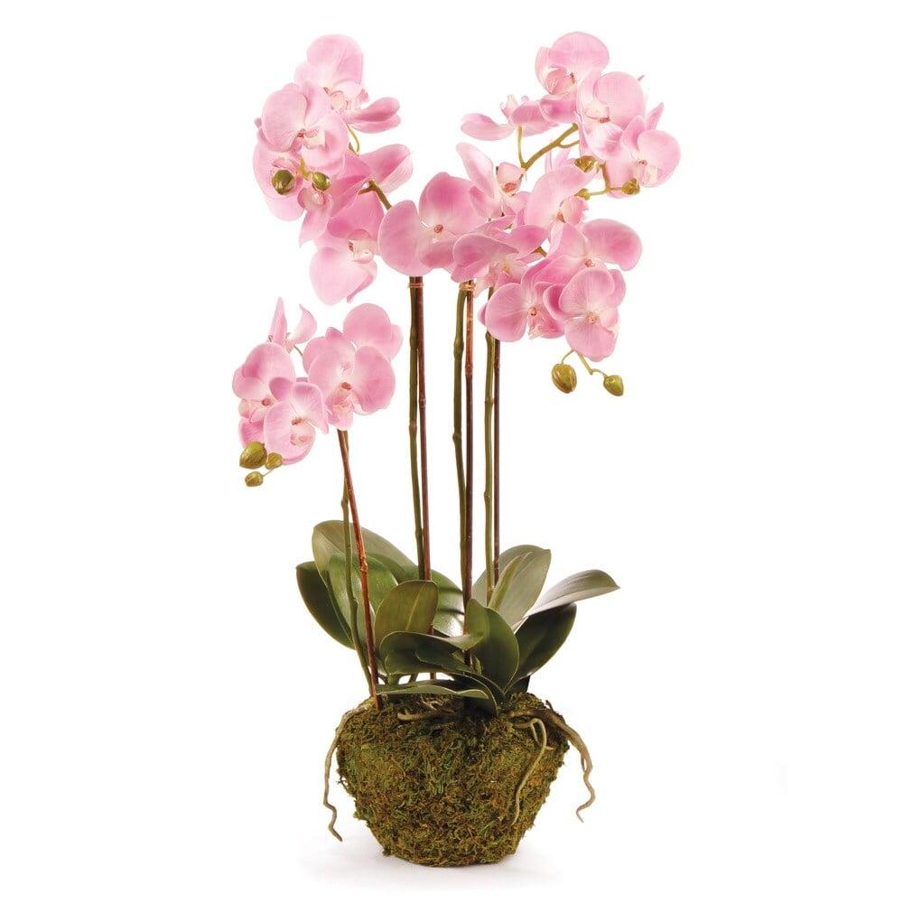 Pink Silk Orchid Arrangement with Lights in Plastic Pot