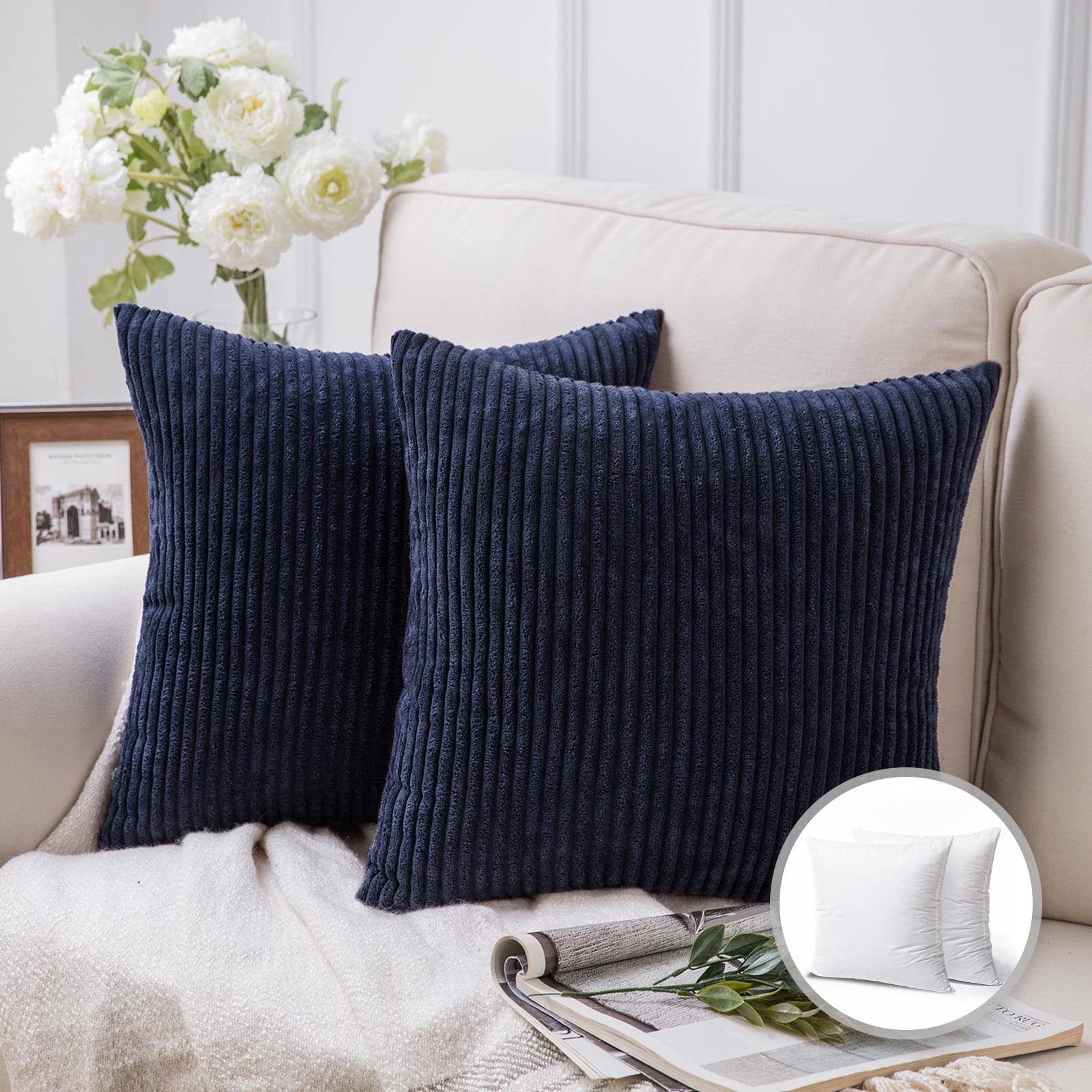 LALA & WONZ Corduroy Striped Throw Pillow Covers (Set of 2)