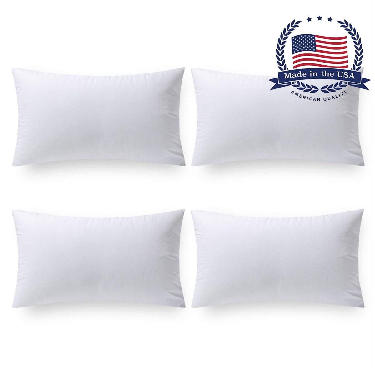 Phantoscope Throw Pillow Inserts, Hypoallergenic Square Form Decorative for Couch Bed Inserts, Made in USA, 4 Pack, 12 x 20 inches