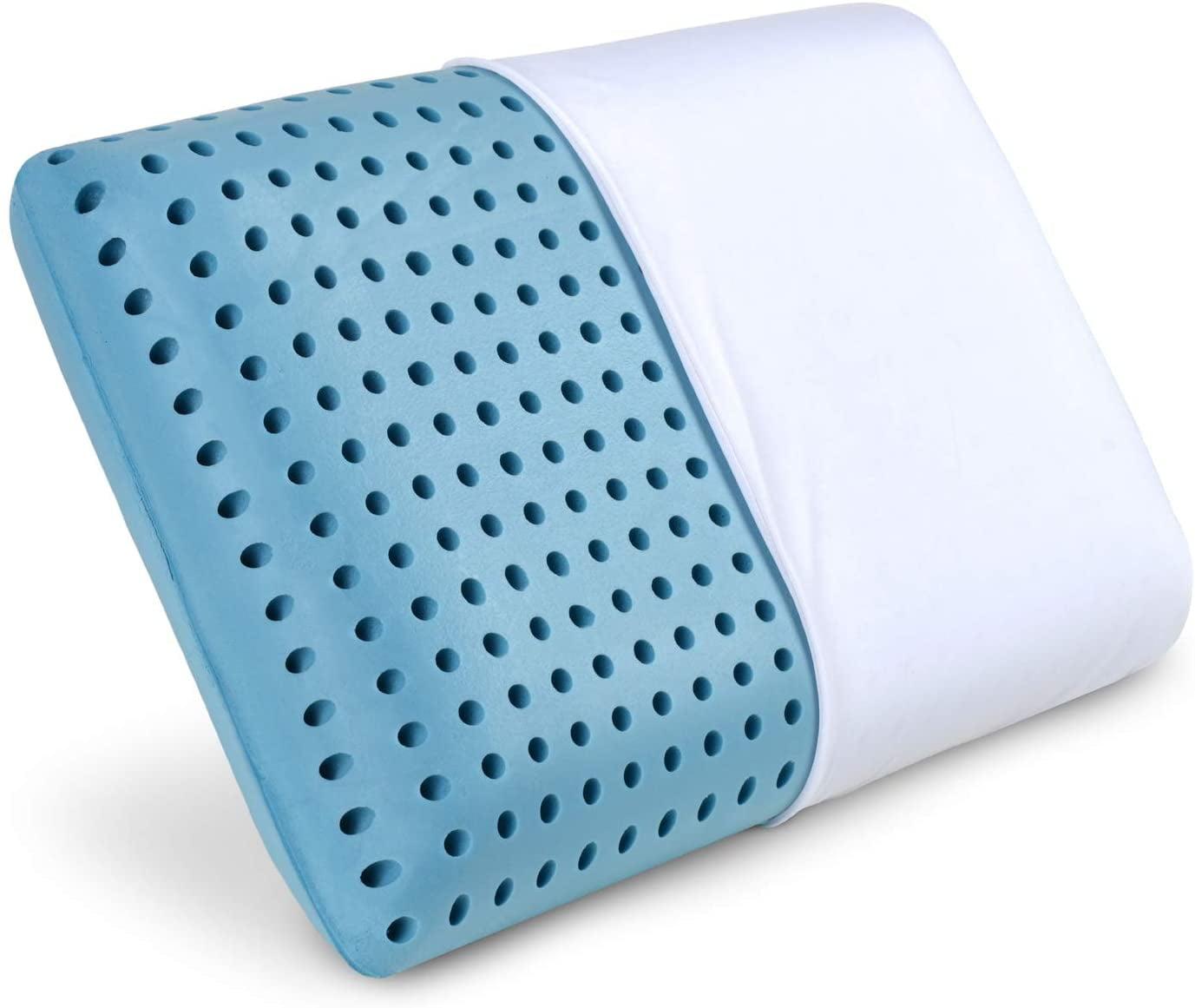 Blue Cooling Gel Infused Memory Foam Ventilated Pillow