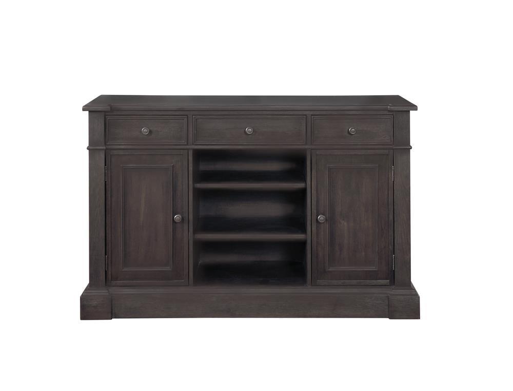 Elegant Traditional Brown Server with 3 Drawers and Adjustable Shelves