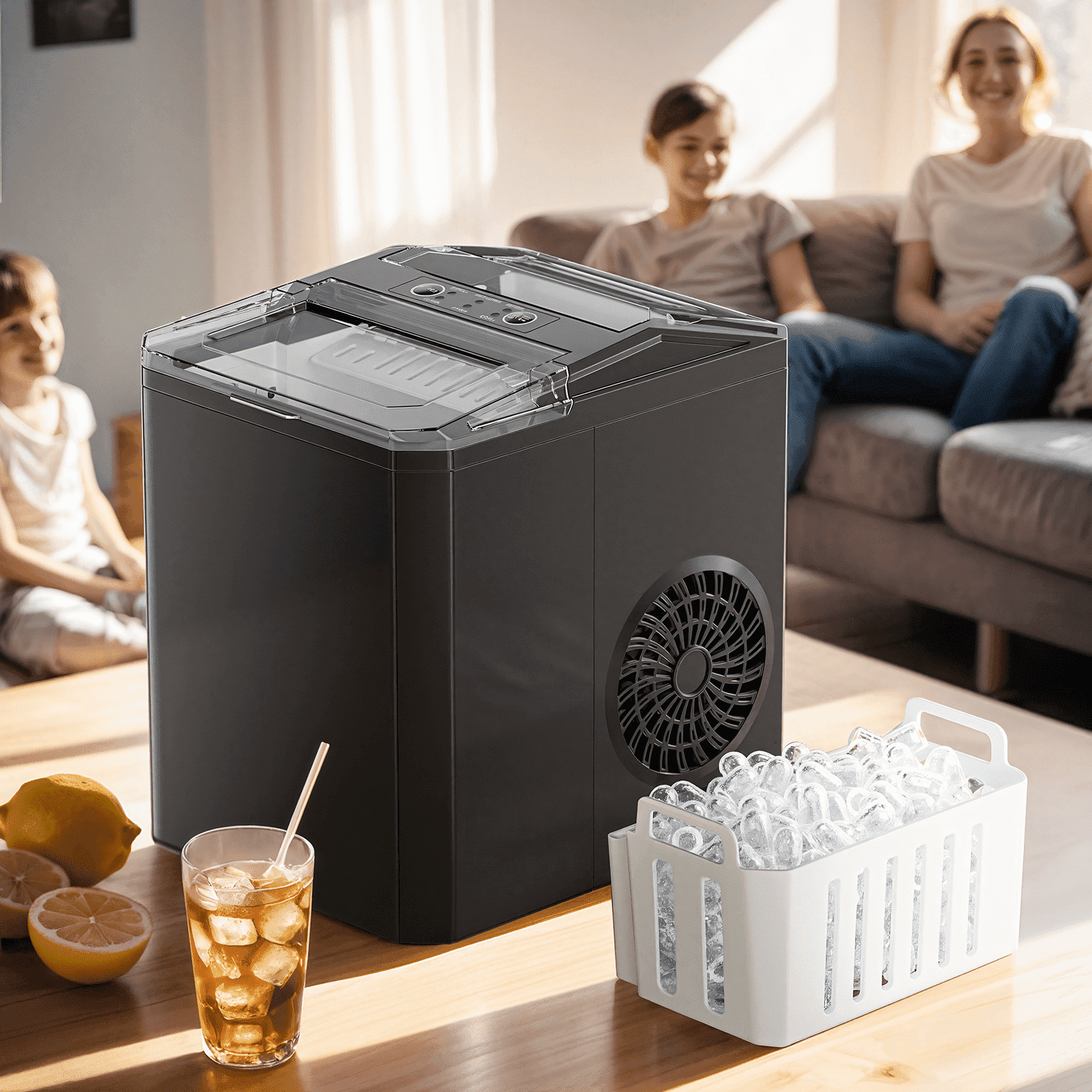 ColorLife 26lbs Countertop Bullet-Shape Ice Maker, 9 Cubes Make in 6 Mins, 2 Sizes of Bullet Ice