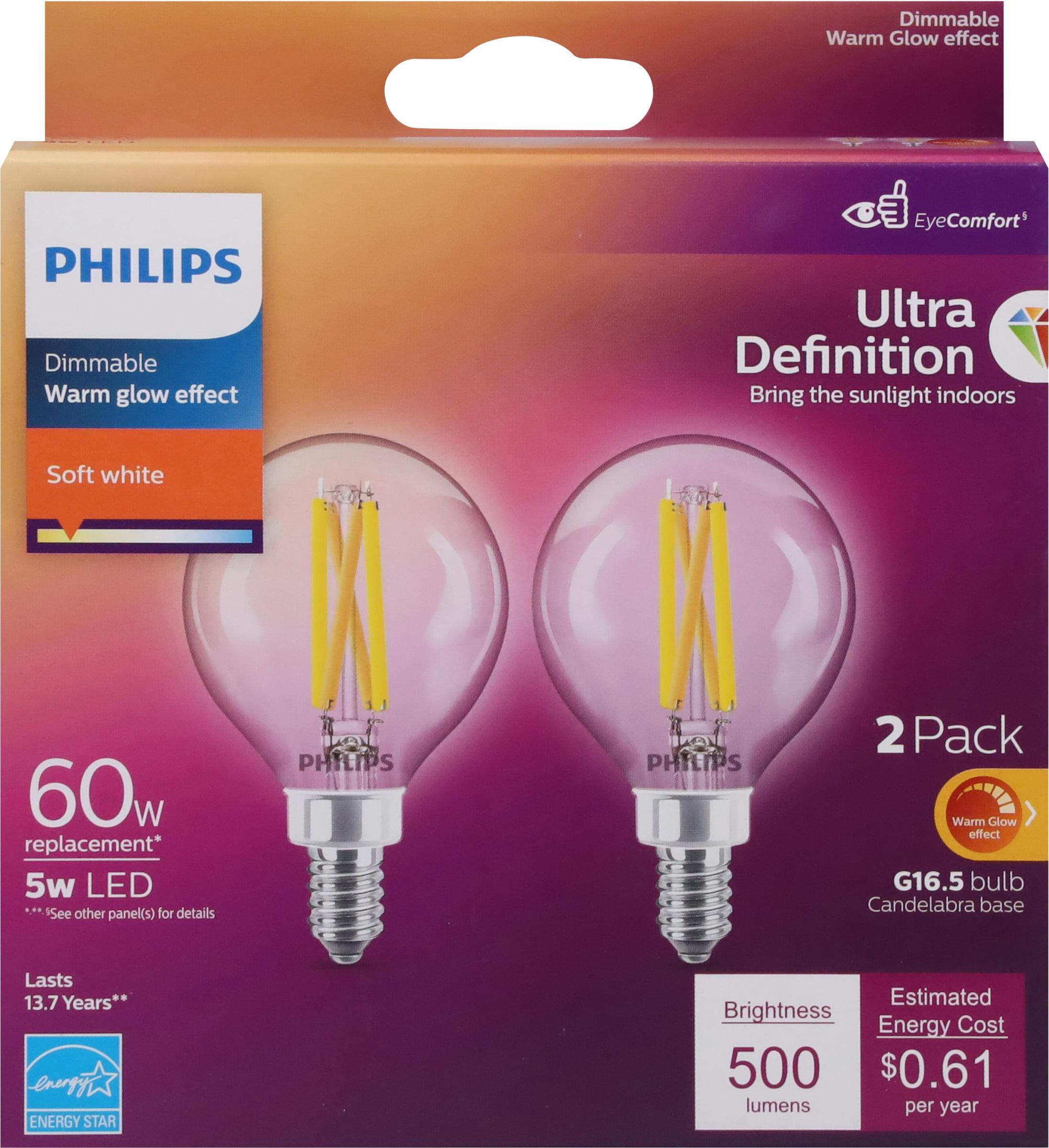 Eco-Friendly Clear Glass 60W LED Bulb 2-Pack with Dimmable Warm Glow