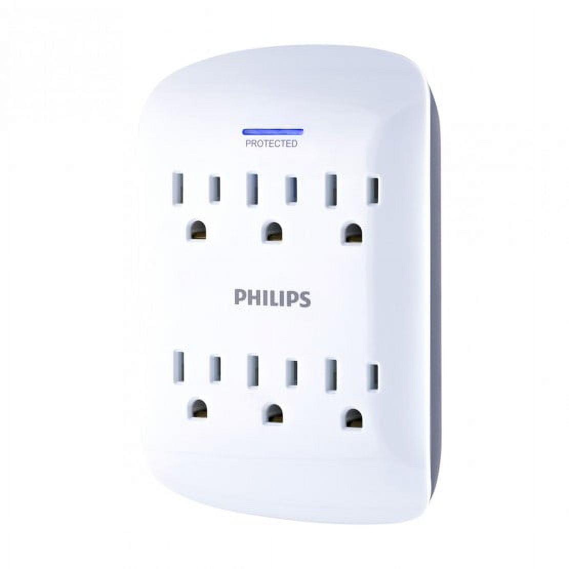 Philips 6-Outlet Wall Tap with Surge Protection, 900J, White, SPP3461WA/37