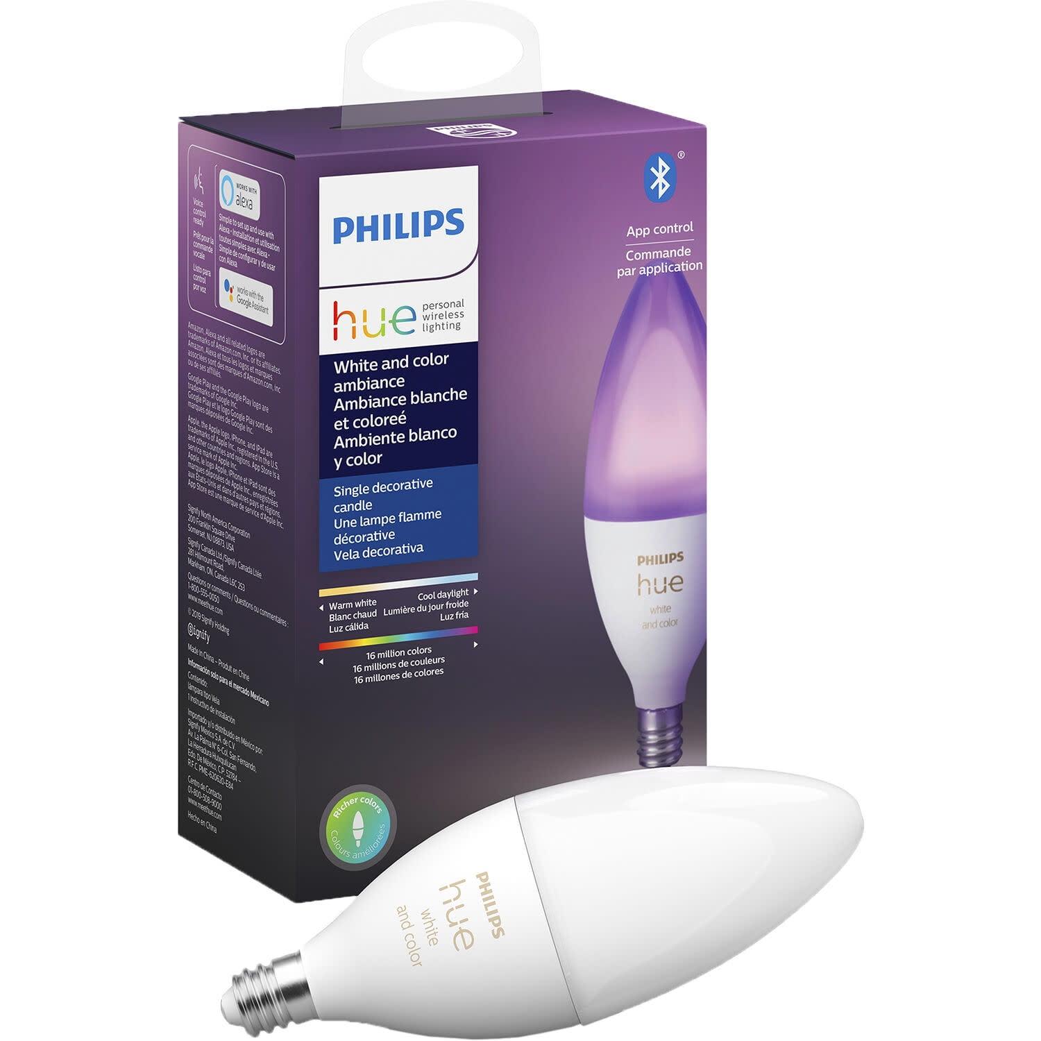 Multicolor Dimmable LED E12 Smart Light Bulb, 6.5W, Frosted White