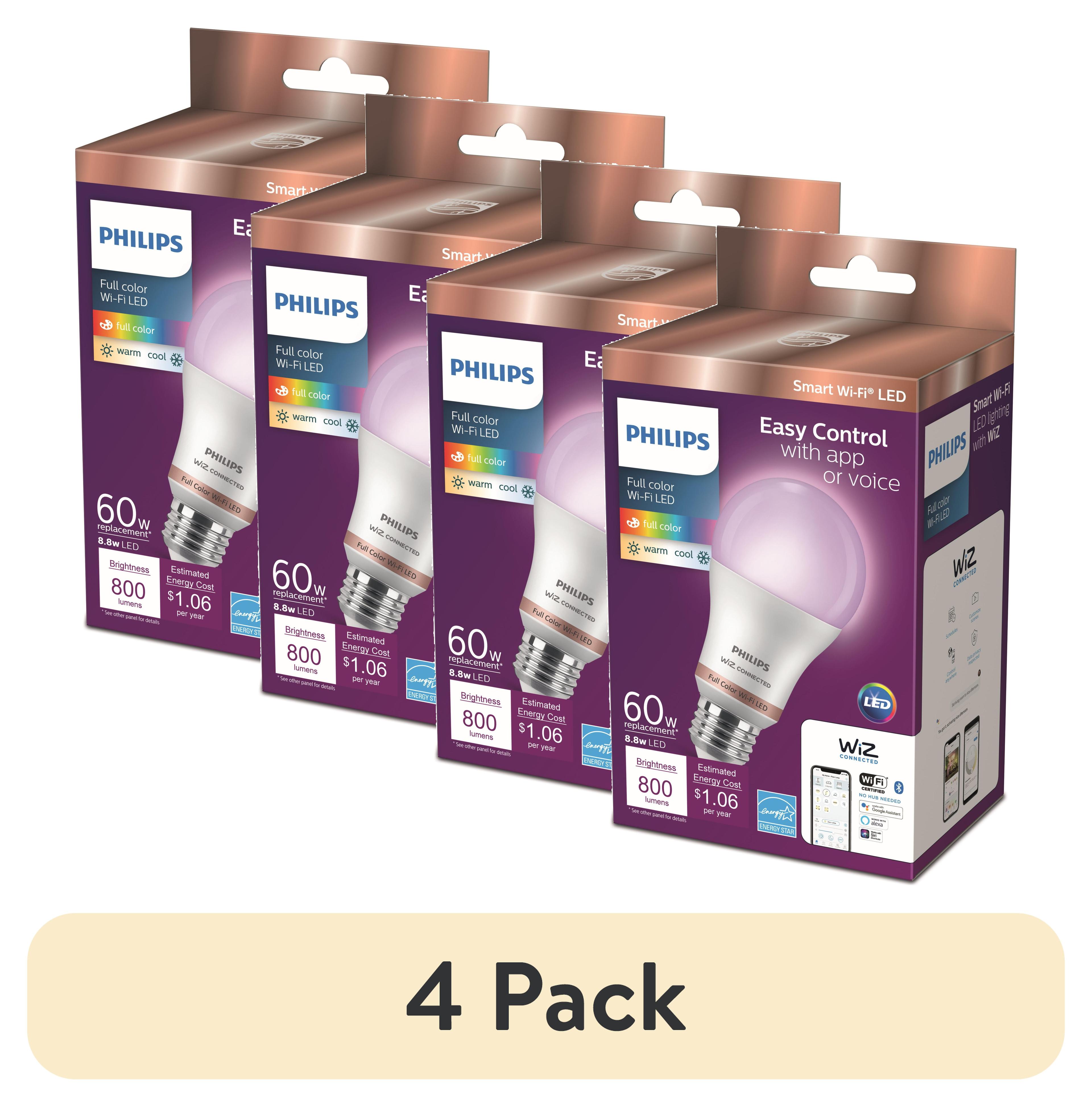 Philips UltraDef LED 60W Frosted Soft White A19 4P: Dimmable, Energy Star Certified, 800 Lumens, 13.7-Year Life