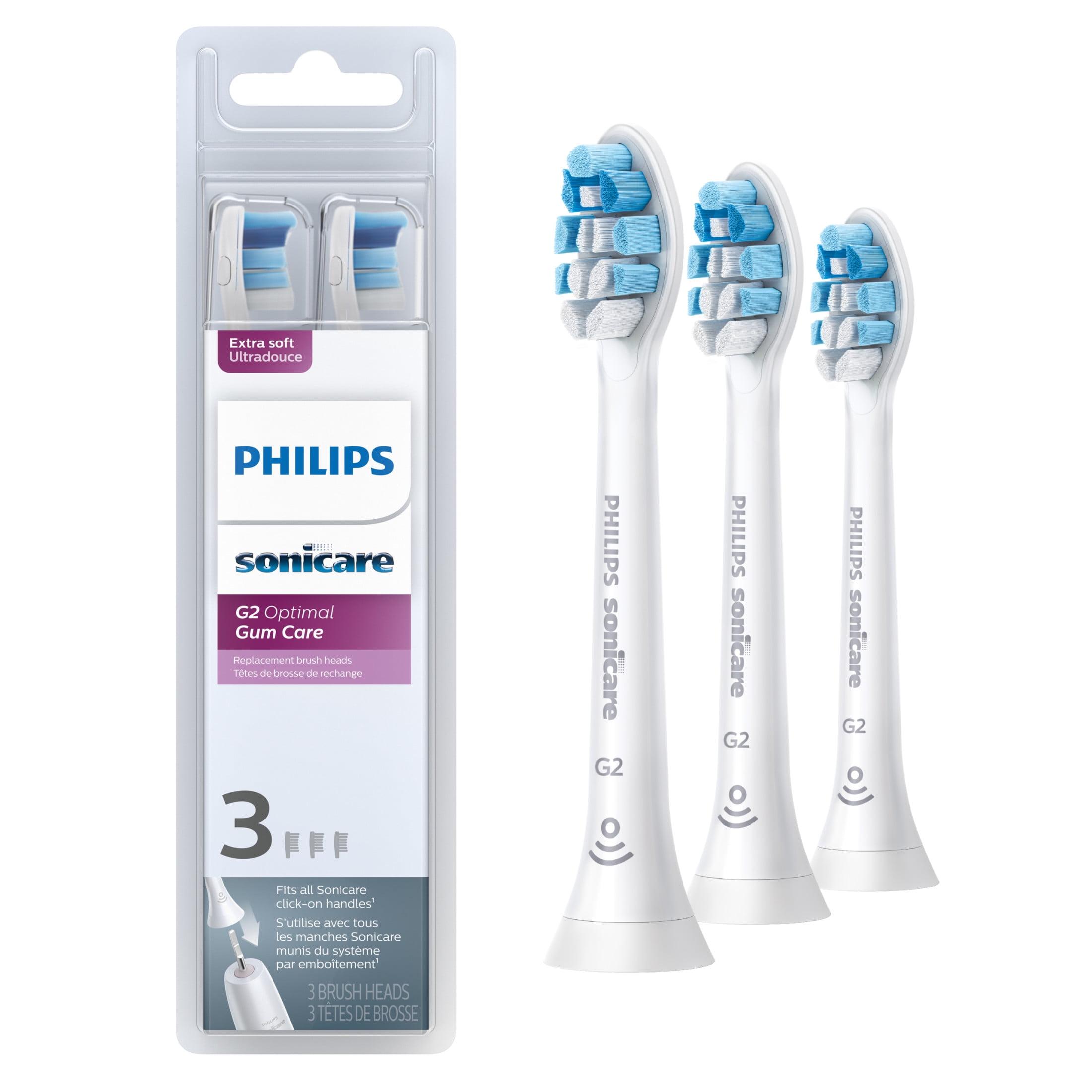 Philips Sonicare G2 Optimal Gum Care Brush Heads, Genuine Replacement Toothbrush Heads, White, 3 Pack, HX9033/65