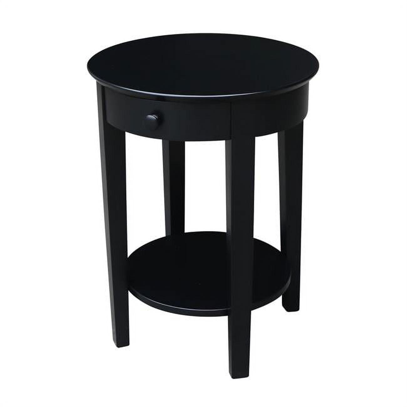 Phillips Accent Table with Drawer Black - International Concepts: Solid Parawood, Mid-Century Modern, Square Shape