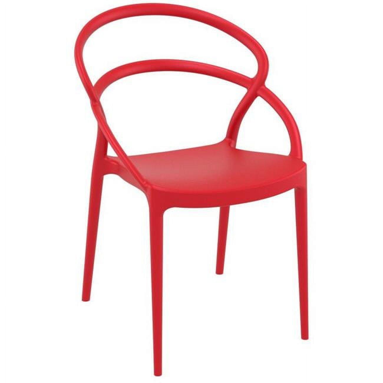 Modern Commercial-Grade Resin Red Dining Chair, 21.2W x 22D x 32.2H in.