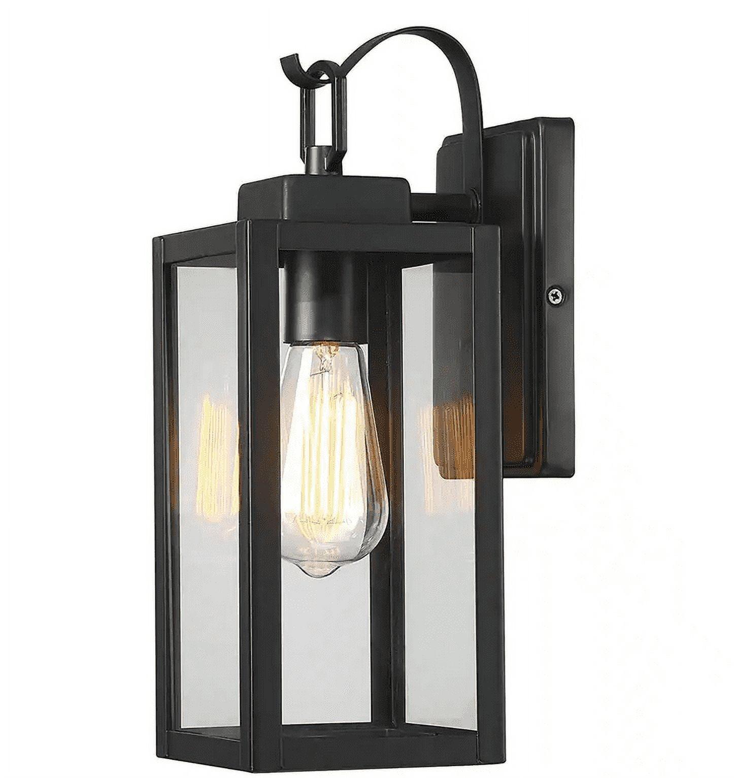 Black Metal and Glass Outdoor Wall Sconce