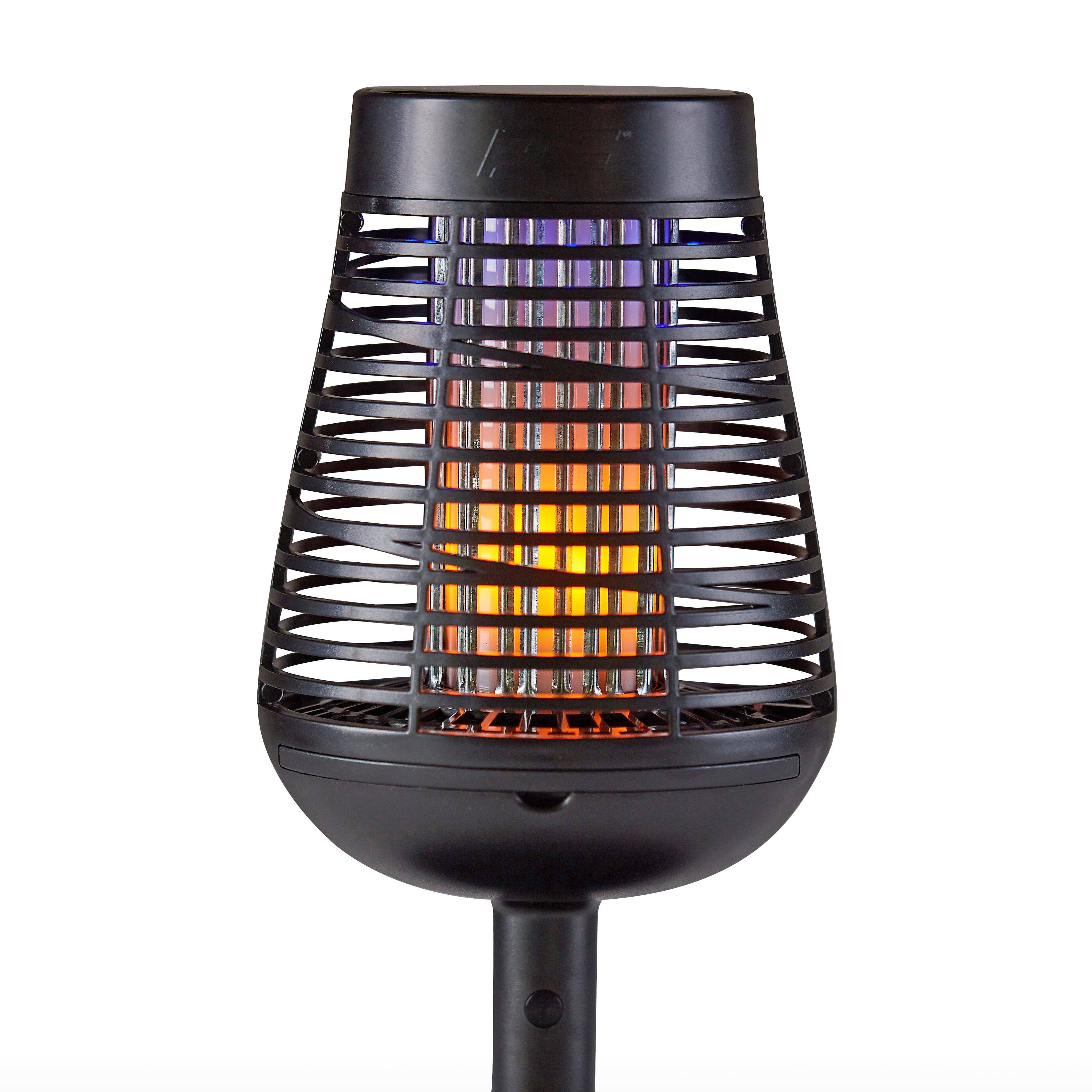 Black Solar Powered Outdoor Insect Killer Torch with LED Flame