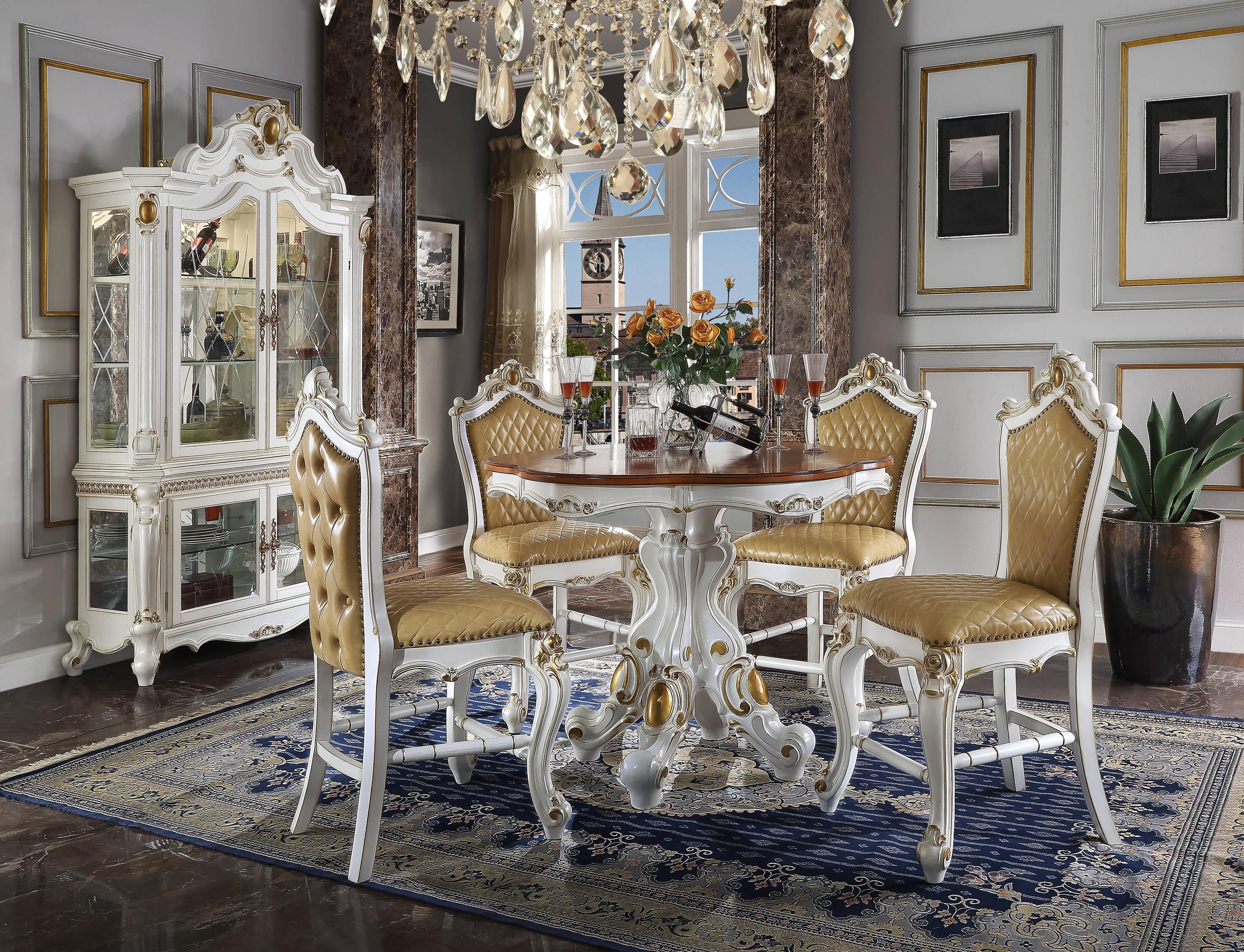 Reclaimed Wood Round Counter Height Dining Table in Antique Pearl