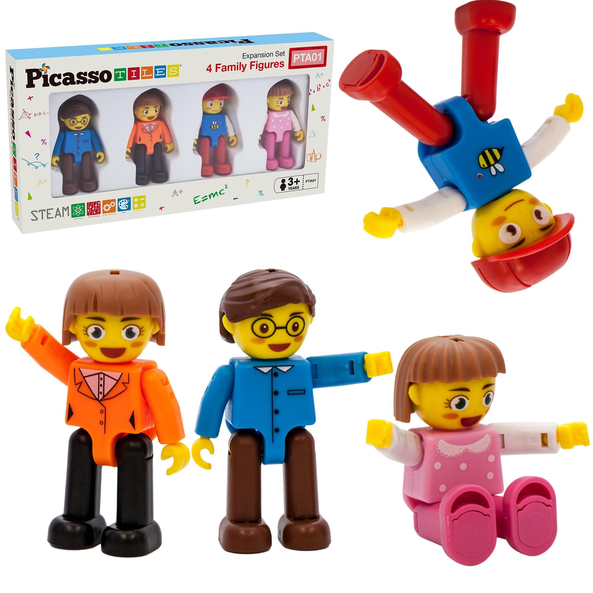 PicassoTiles 4-Piece Magnetic Family Character Set for Kids