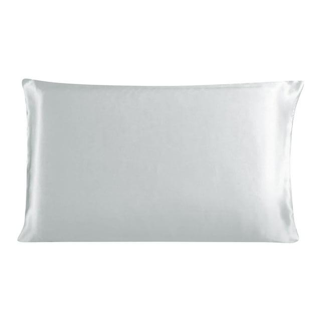 PiccoCasa 19 Momme Silk Pillowcase for Queen Size Pillow, Silver Gray, 20"x30"