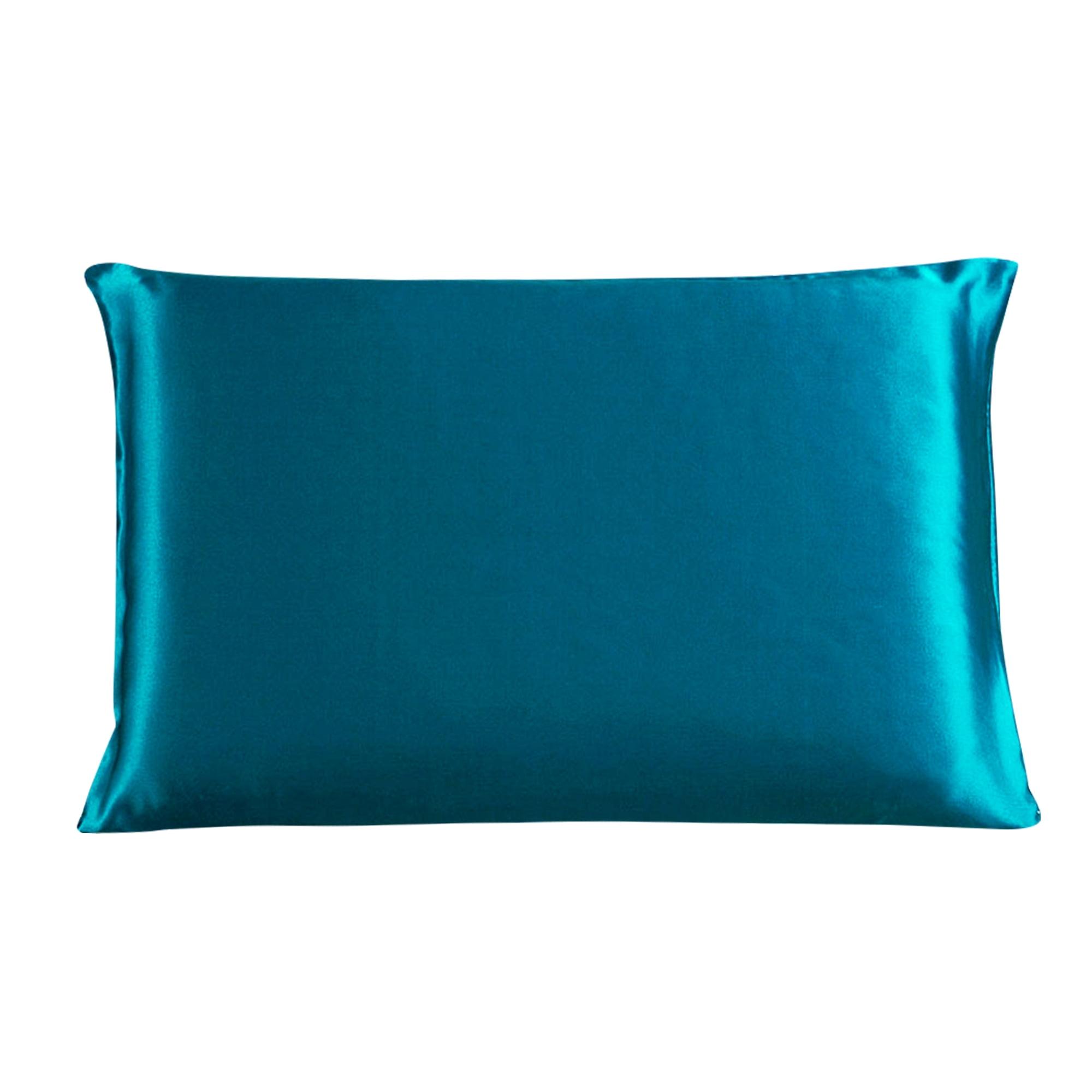 King Size Peacock Blue Silk Pillowcase with Zipper