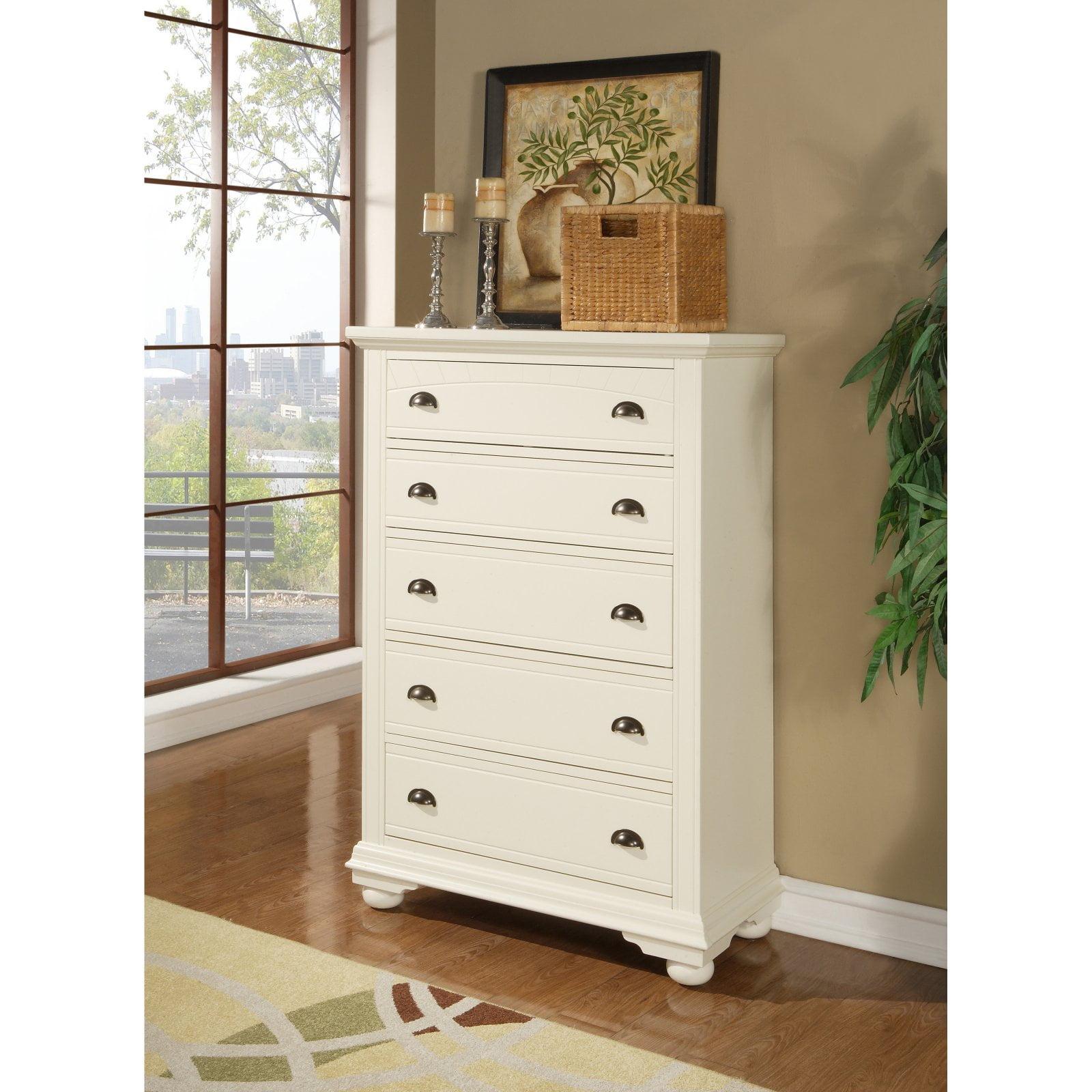 Charming Cottage White 5-Drawer French Country Chest