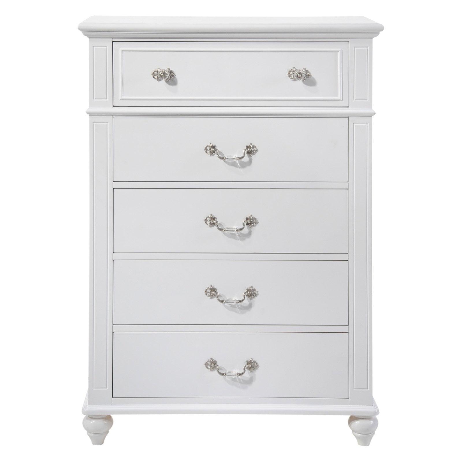 Annie White 5-Drawer Vertical Dresser with Crystal Handles