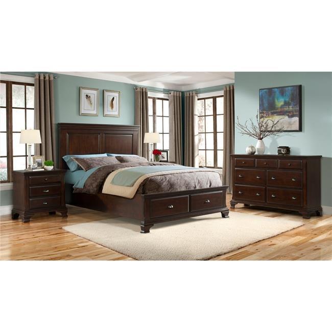 Traditional King-Sized Pine Wood Storage Bed with Upholstered Headboard in Brown