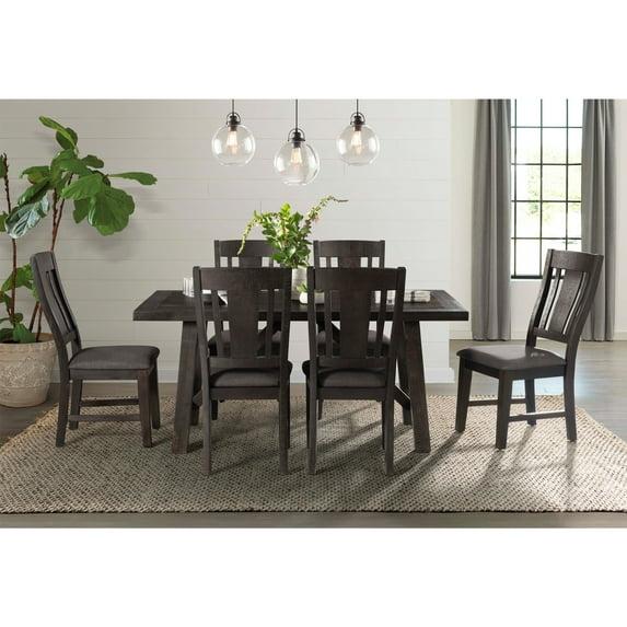 7pc Cash Dining Set Dark Gray - Picket House Furnishings: Rustic Farmhouse Style, Lattice Back Chairs