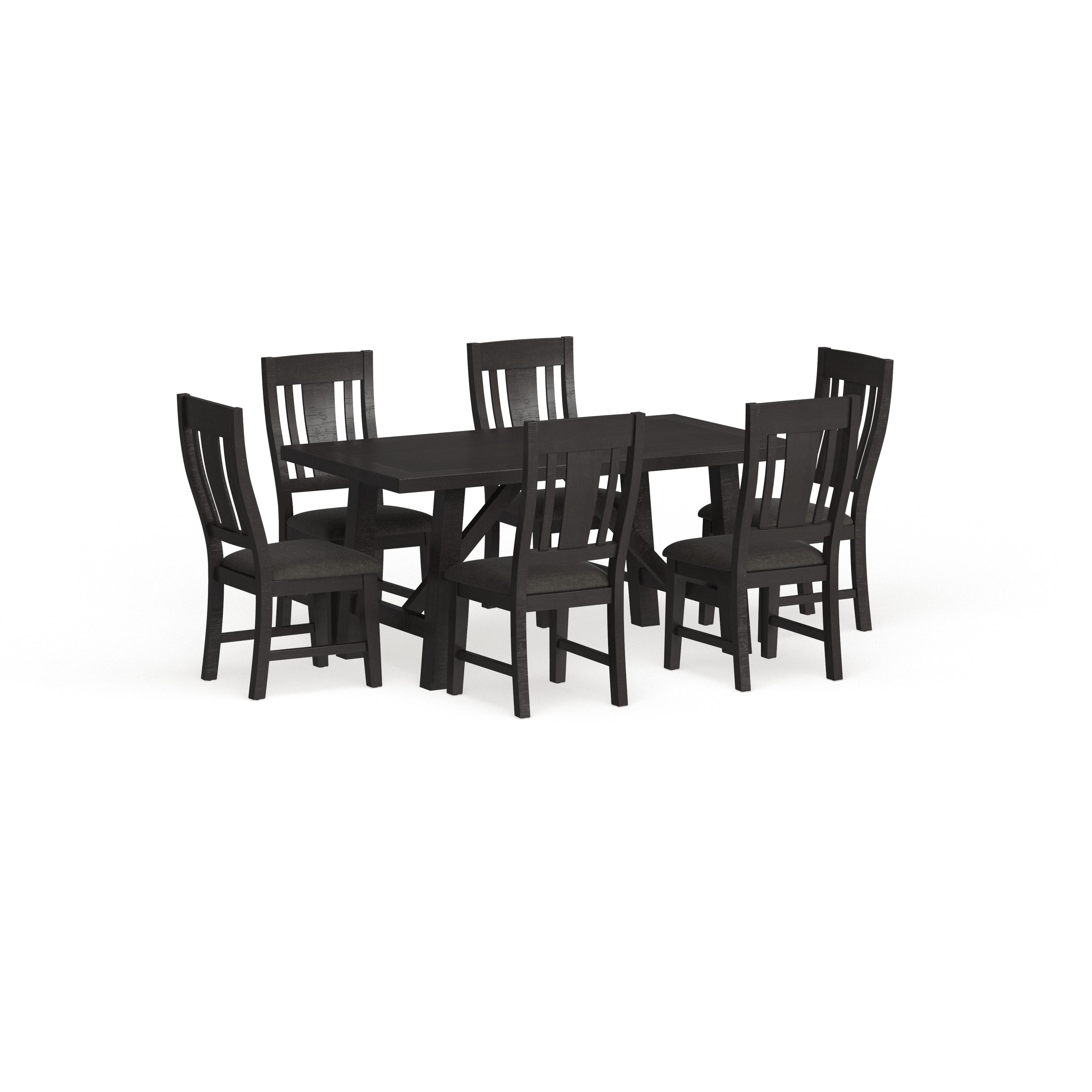 7pc Cash Dining Set Dark Gray - Picket House Furnishings: Rustic Farmhouse Style, Lattice Back Chairs