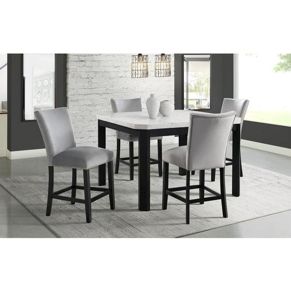 Picket House Celine Marble 5 Piece Counter Height Dining Set in Gray