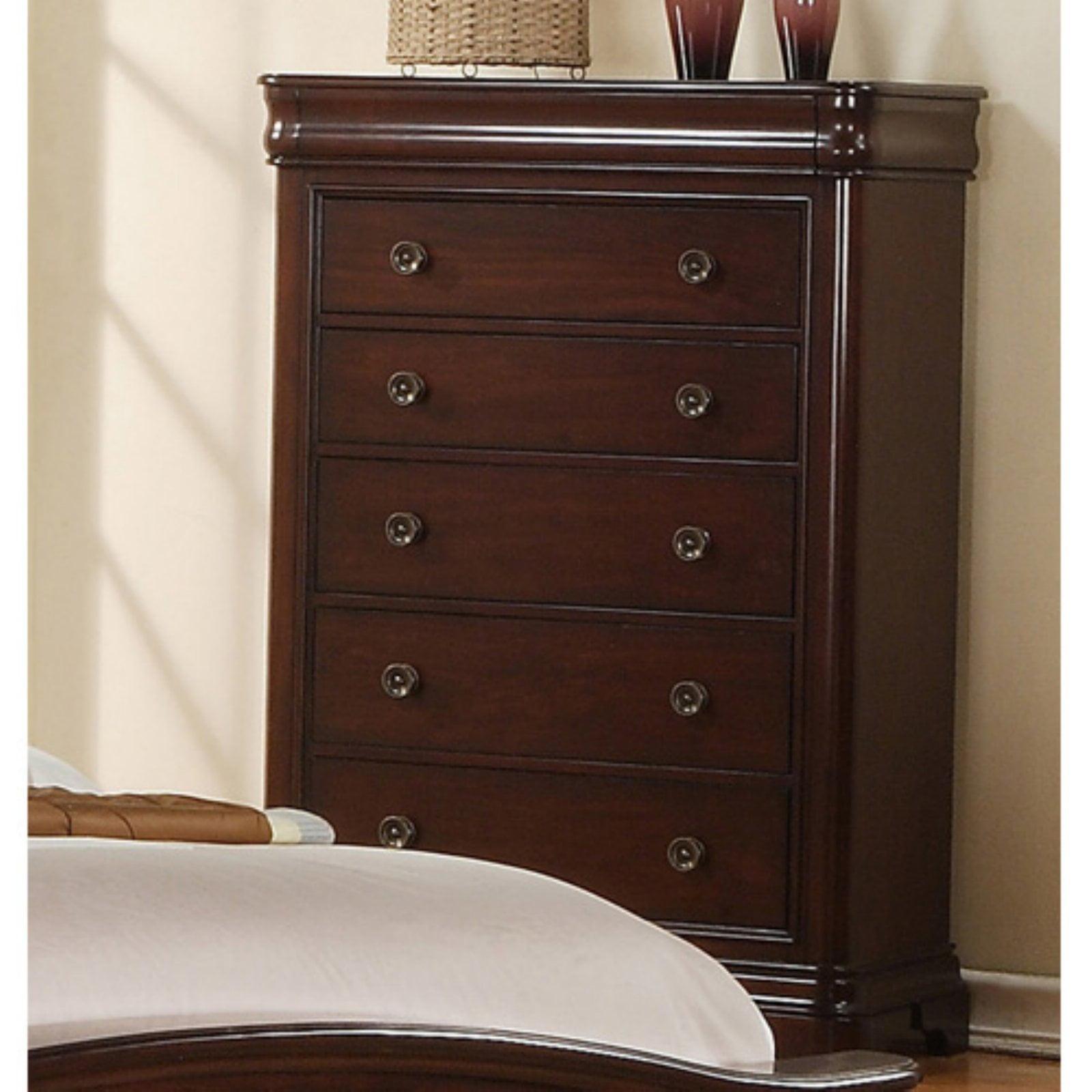 Traditional Cherry Brown 6-Drawer Vertical Chest with Felt-Lined Top Drawer