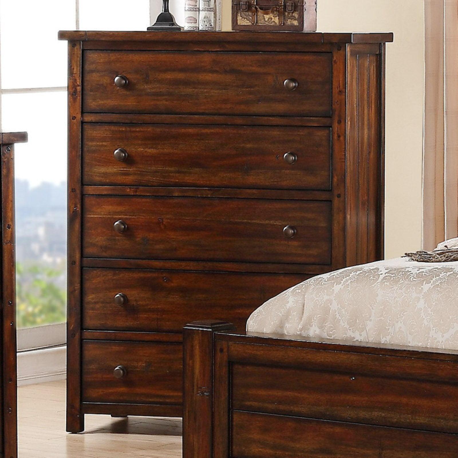 Chestnut Brown Rustic 5-Drawer Vertical Chest