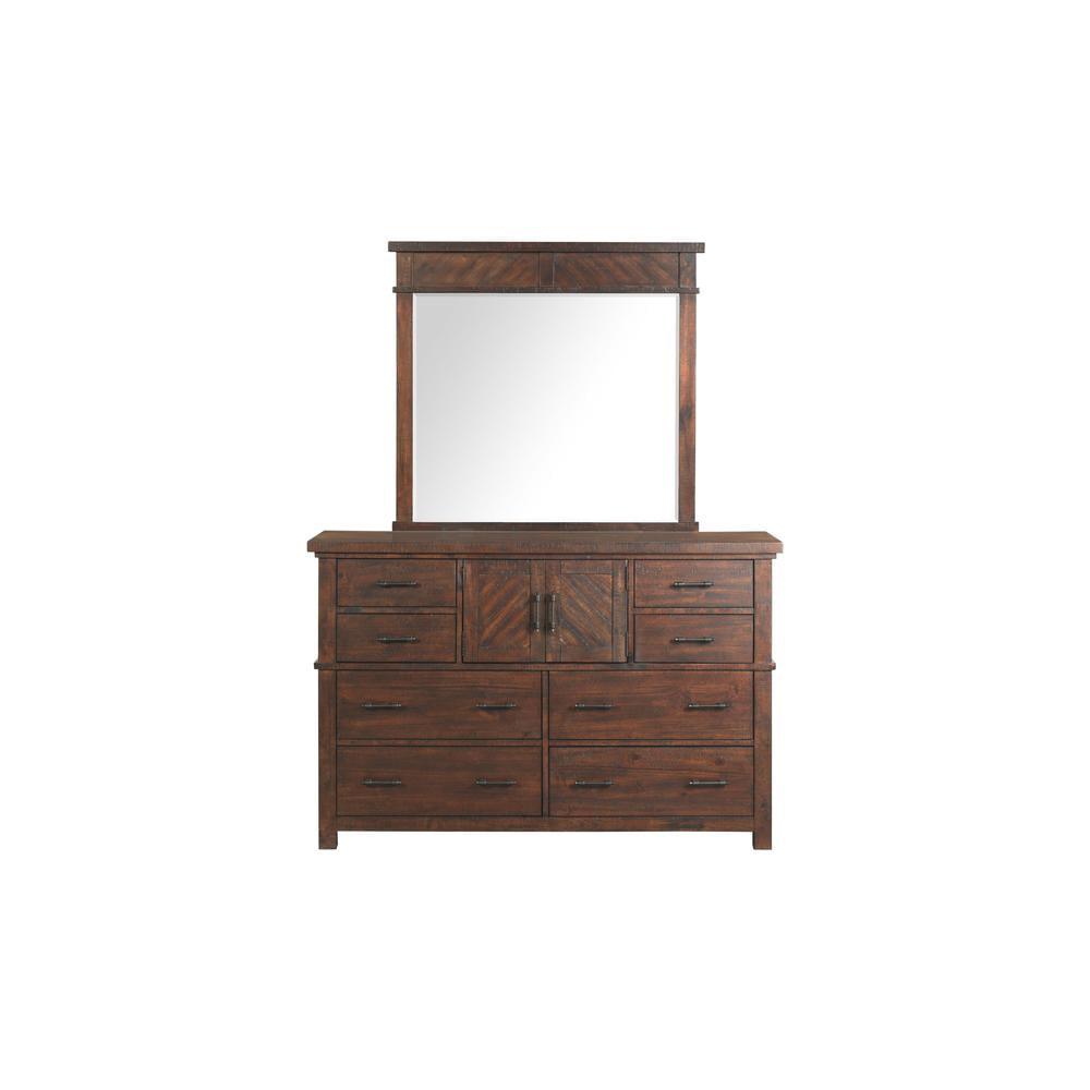 Dex Dresser Walnut Brown - Picket House Furnishings: 8-Drawer Bedroom Bureau with Cabinet, Rustic Finish