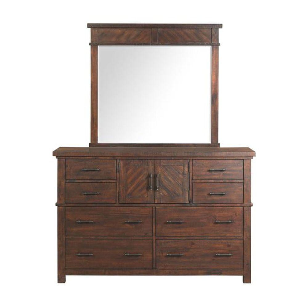 Dex Dresser Walnut Brown - Picket House Furnishings: 8-Drawer Bedroom Bureau with Cabinet, Rustic Finish