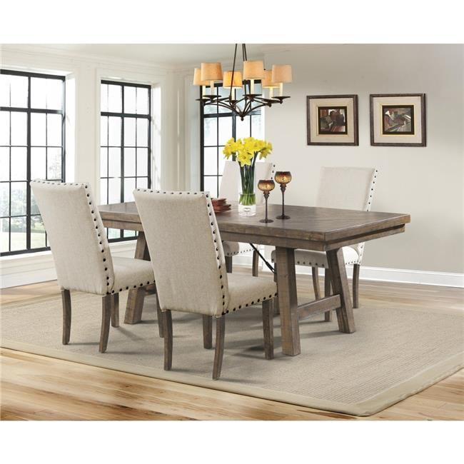 Dex Upholster Side Chair Set Cream/Smokey Walnut Brown - Picket House Furnishings: Nailhead Trim, Rustic Charm, Foam Seats