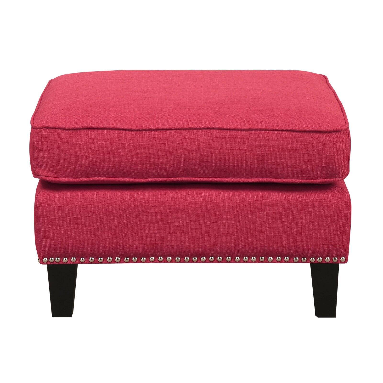 Emery Transitional Tufted Ottoman in Heirloom Berry Red