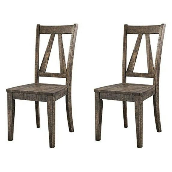 Flynn Wooden Side Chair Set Cream - Picket House Furnishings: Distressed Walnut, Rustic Farmhouse Style, Set of 2