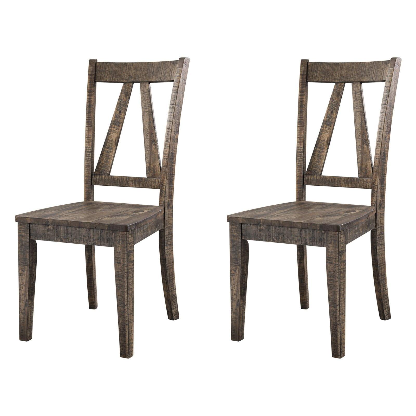 Rustic Brown Wooden Side Chair with Open Back Design