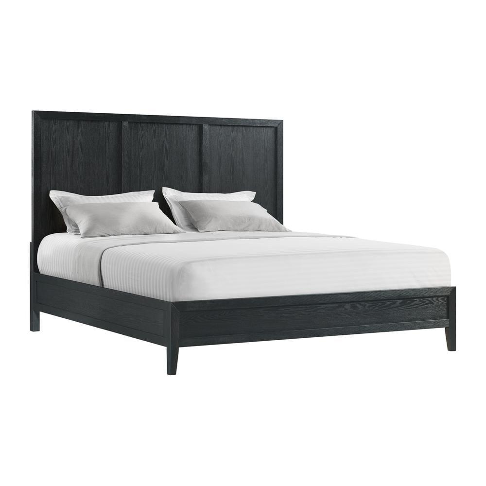 Armes Black King Panel Bed with High Headboard