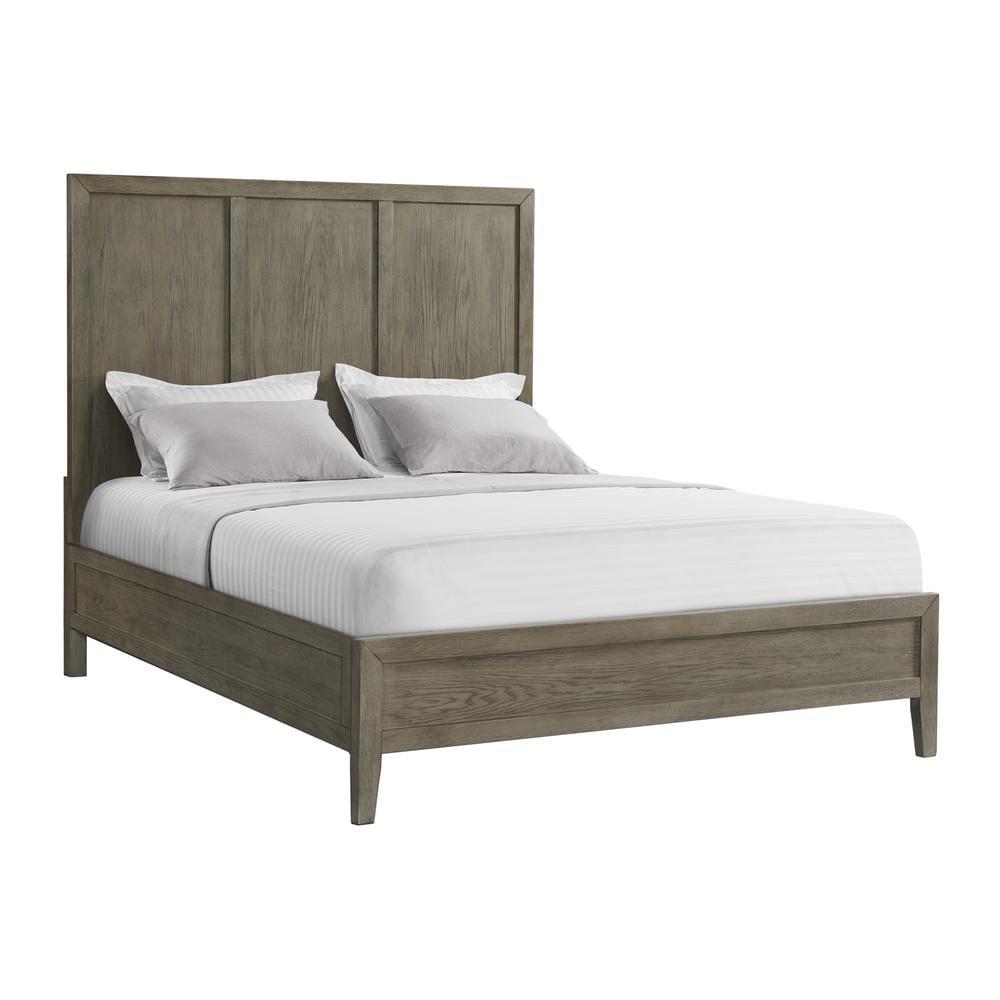 Dark Gray Oak Queen Bed with High-Profile Headboard