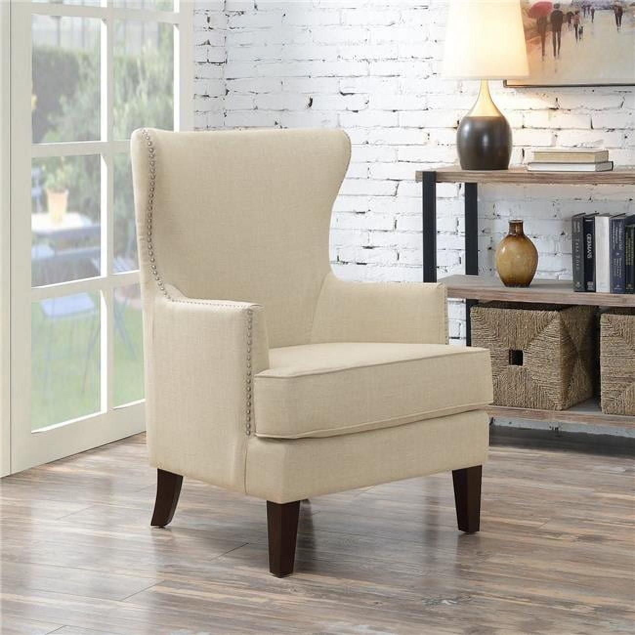 Avery Accent Armchair Natural: Picket House Furnishings, Silver Nailhead, Foam Cushion, Pine Frame