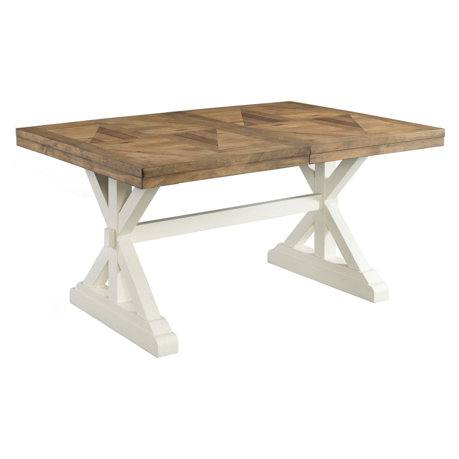 Natural and Cottage White Extendable Farmhouse Dining Table