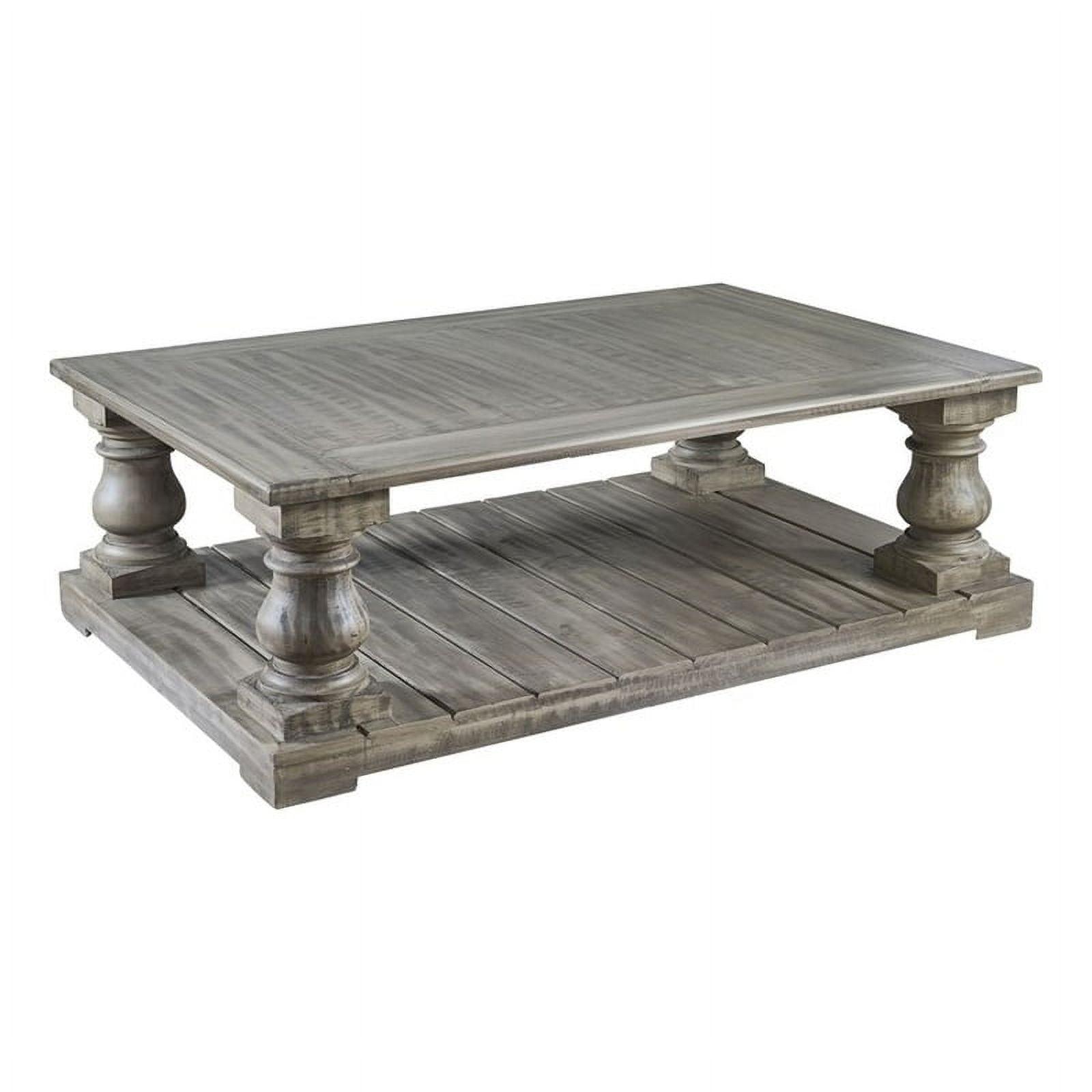 Baxter 63" Weathered Gray Solid Wood Rectangular Coffee Table