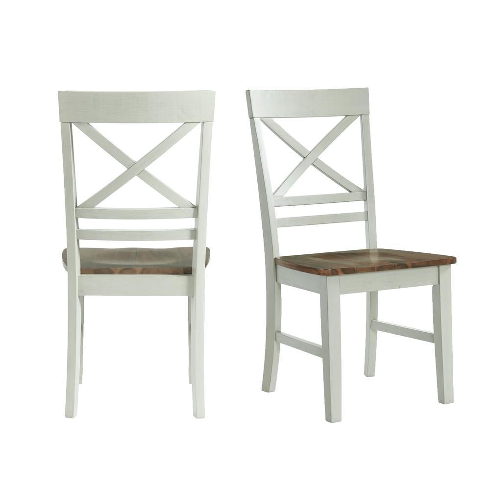 Bedford Standard Height Side Chair Set Natural/Cream - Picket House Furnishings: Cross-Back, Polyester Upholstery, MDF Frame