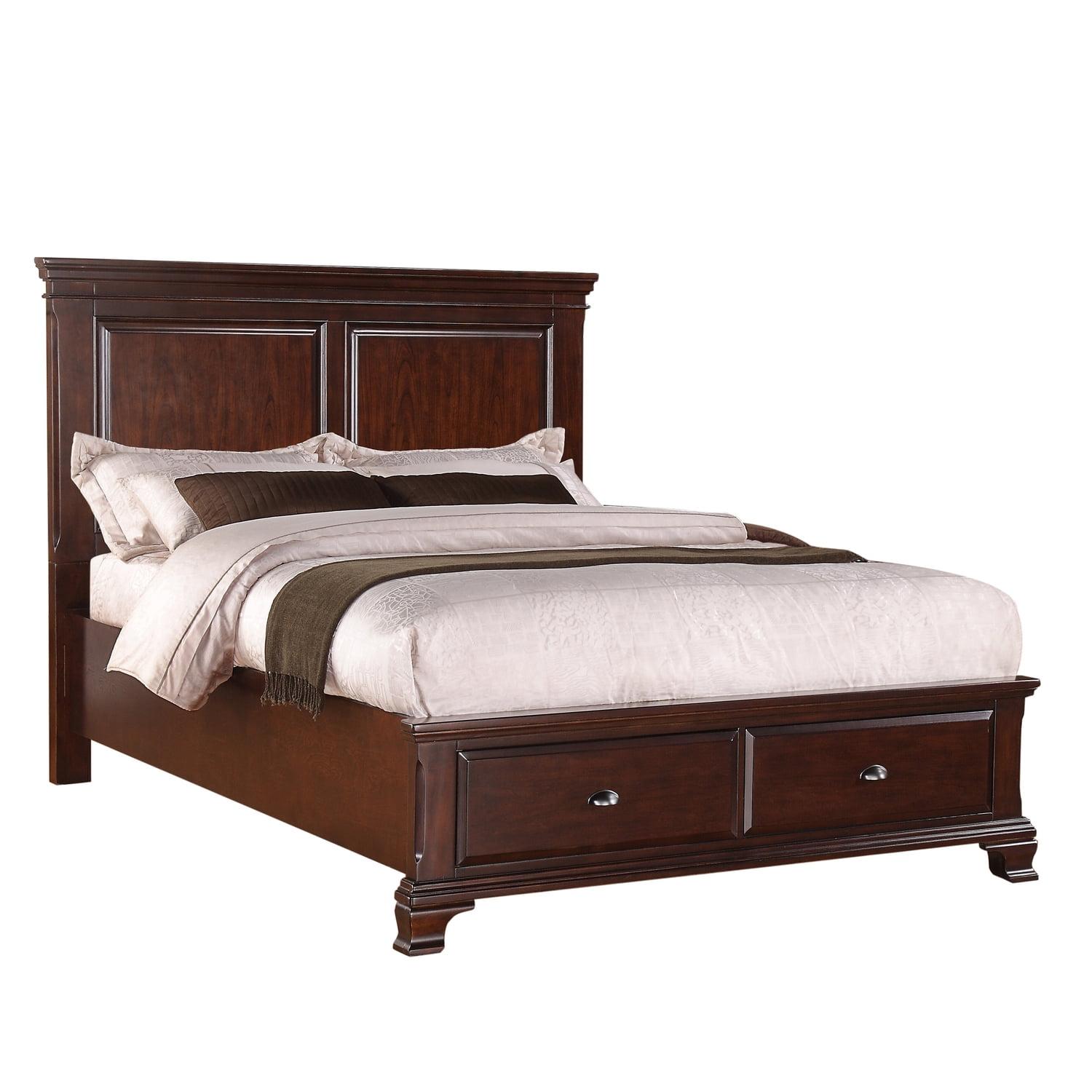 Brinley Cherry Queen Storage Bed with Pine Wood Frame