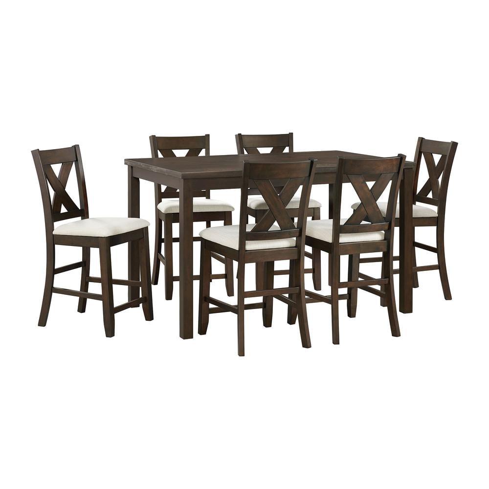 Picket House Furnishings Brooke 60"7PC Counter Set in Espresso