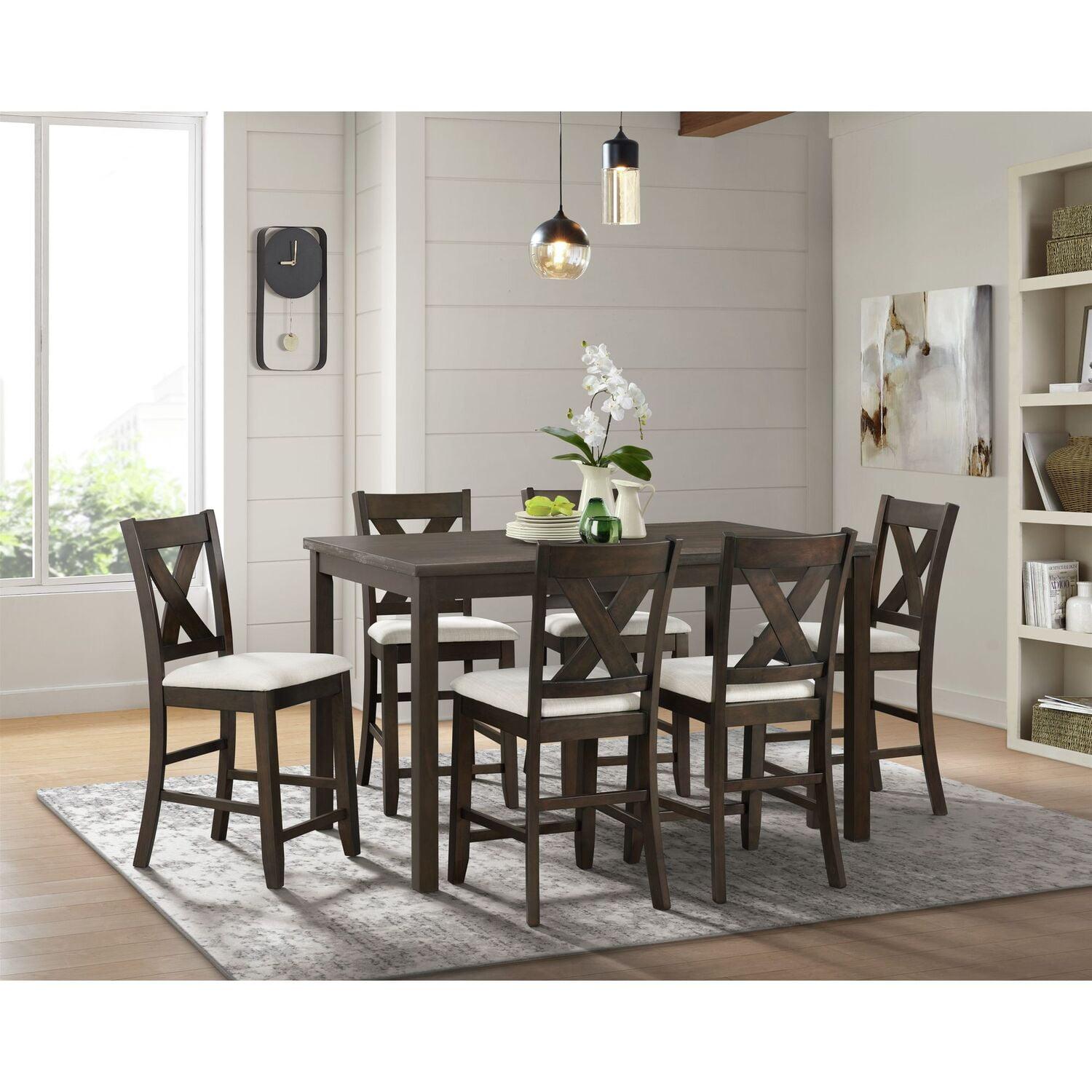 Espresso 60'' Rectangular Counter-Height Dining Set with 6 Chairs