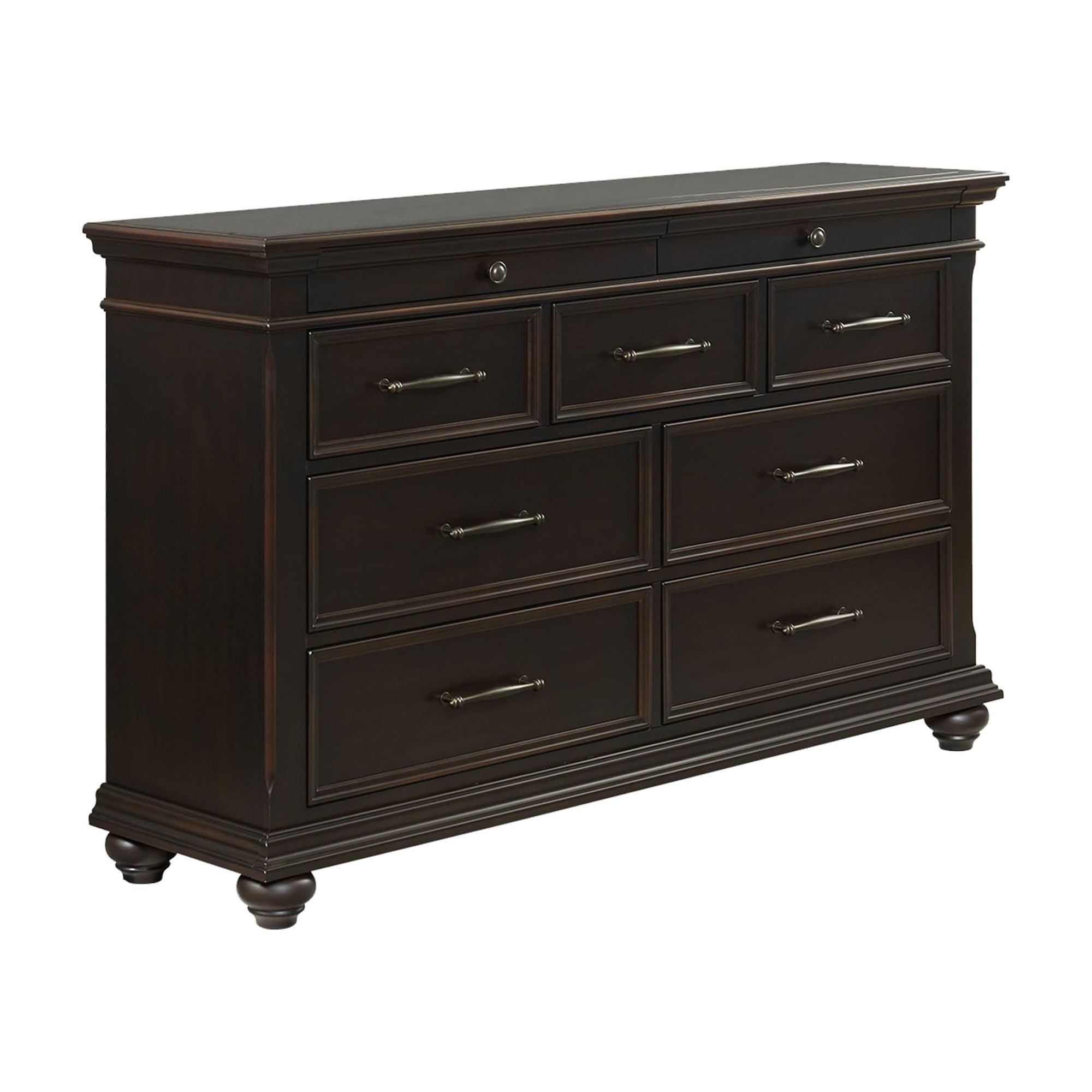 Transitional Black 9-Drawer Dresser with Felt-Lined Drawers