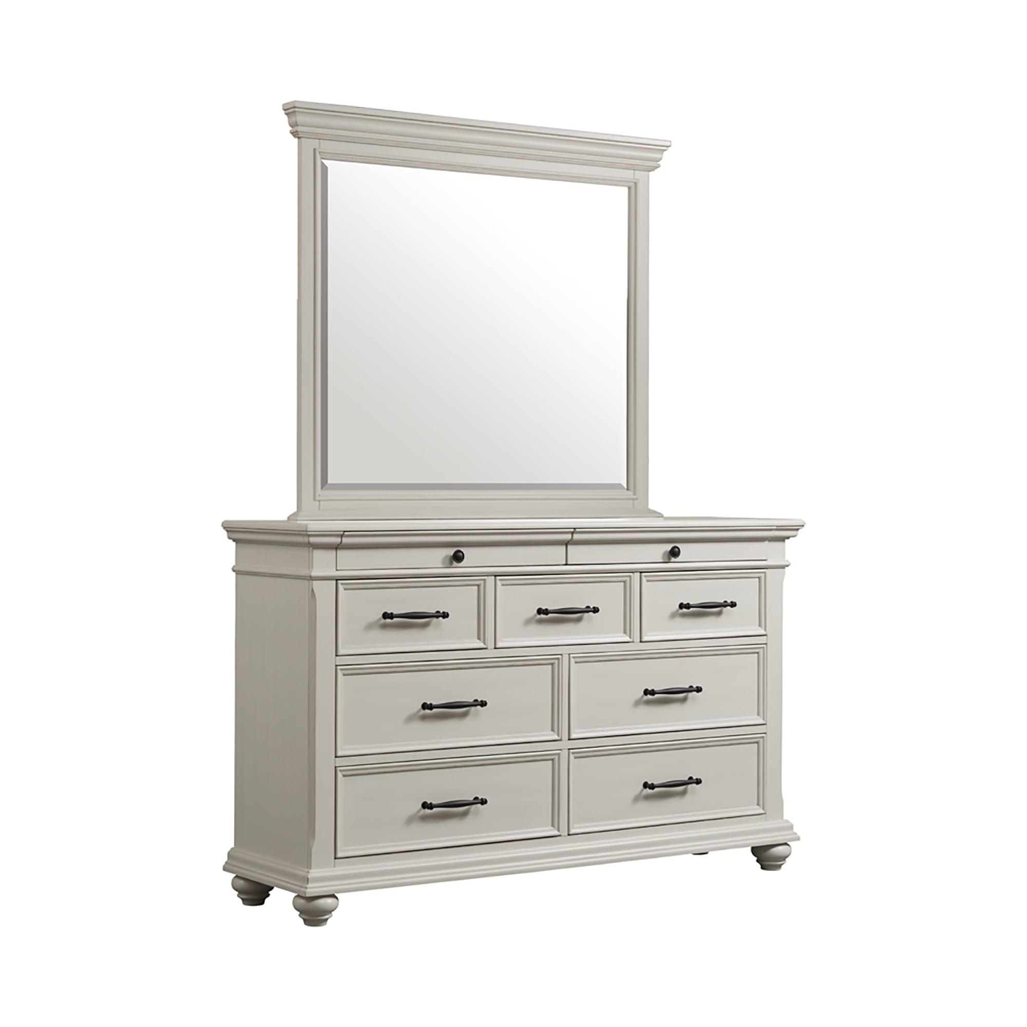 Brooks 9 Drawer Dresser with Mirror Beige - Picket House Furnishings: Transitional Style, Bun Feet, Felt-Lined