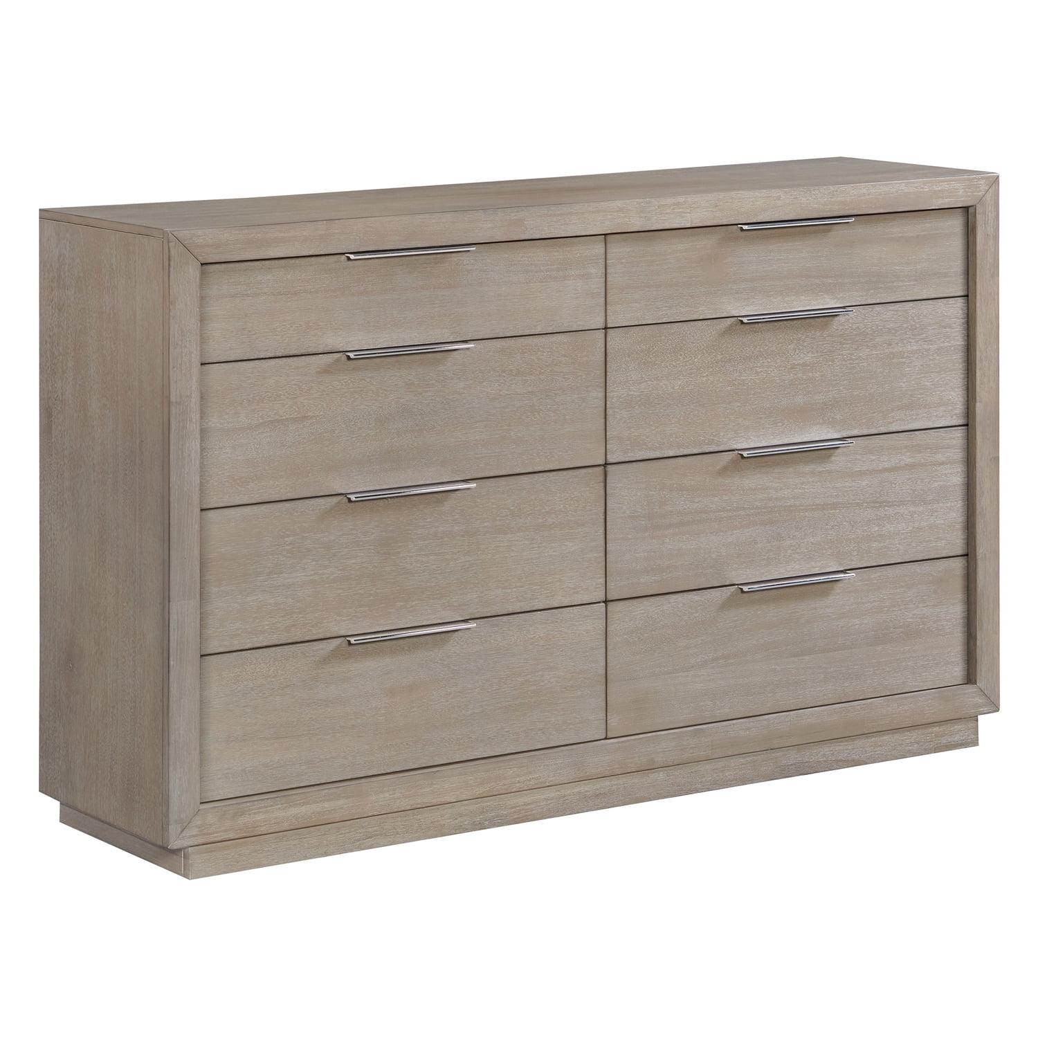 Gray Modern 8-Drawer Dresser with Felt Lined Top Drawers