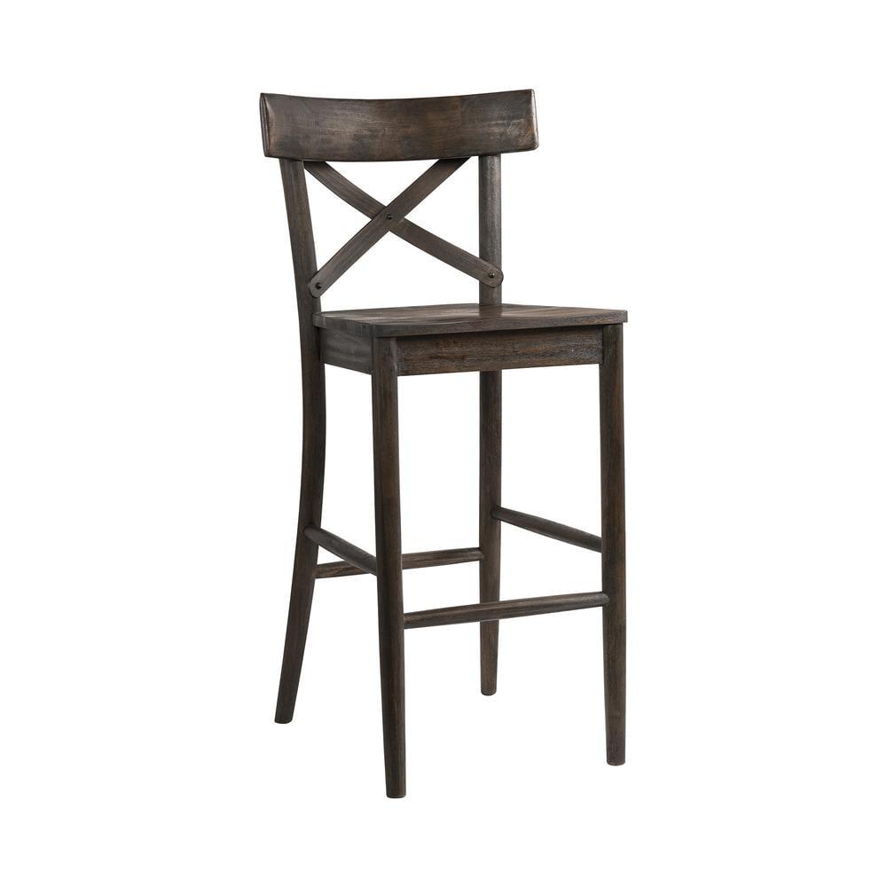 Calhoun Dark Brown 30" X-Back Wooden Bar Stool