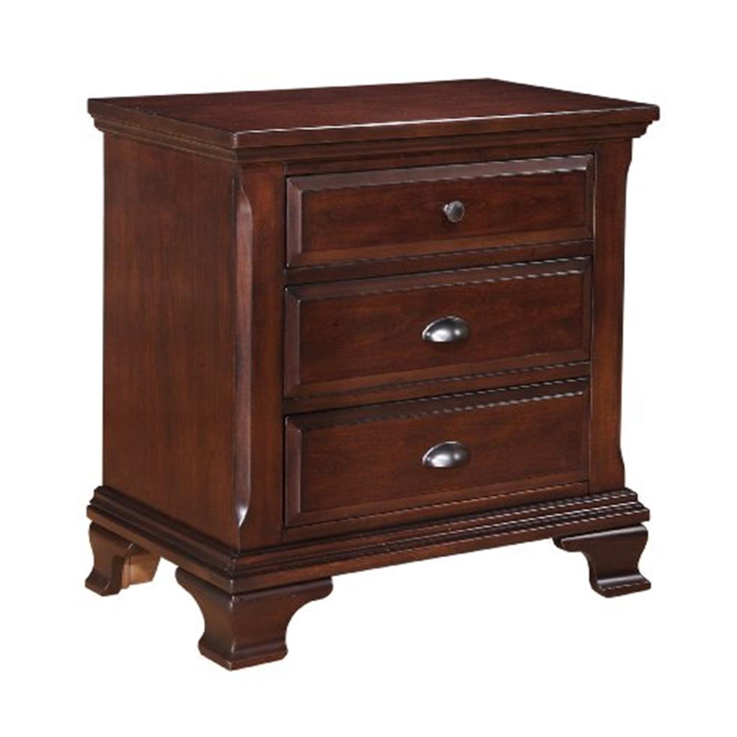 Brinley Nightstand Cherry Red - Picket House Furnishings: Mid-Century Modern Style, Laminated Finish, MDF & Metal Hardware