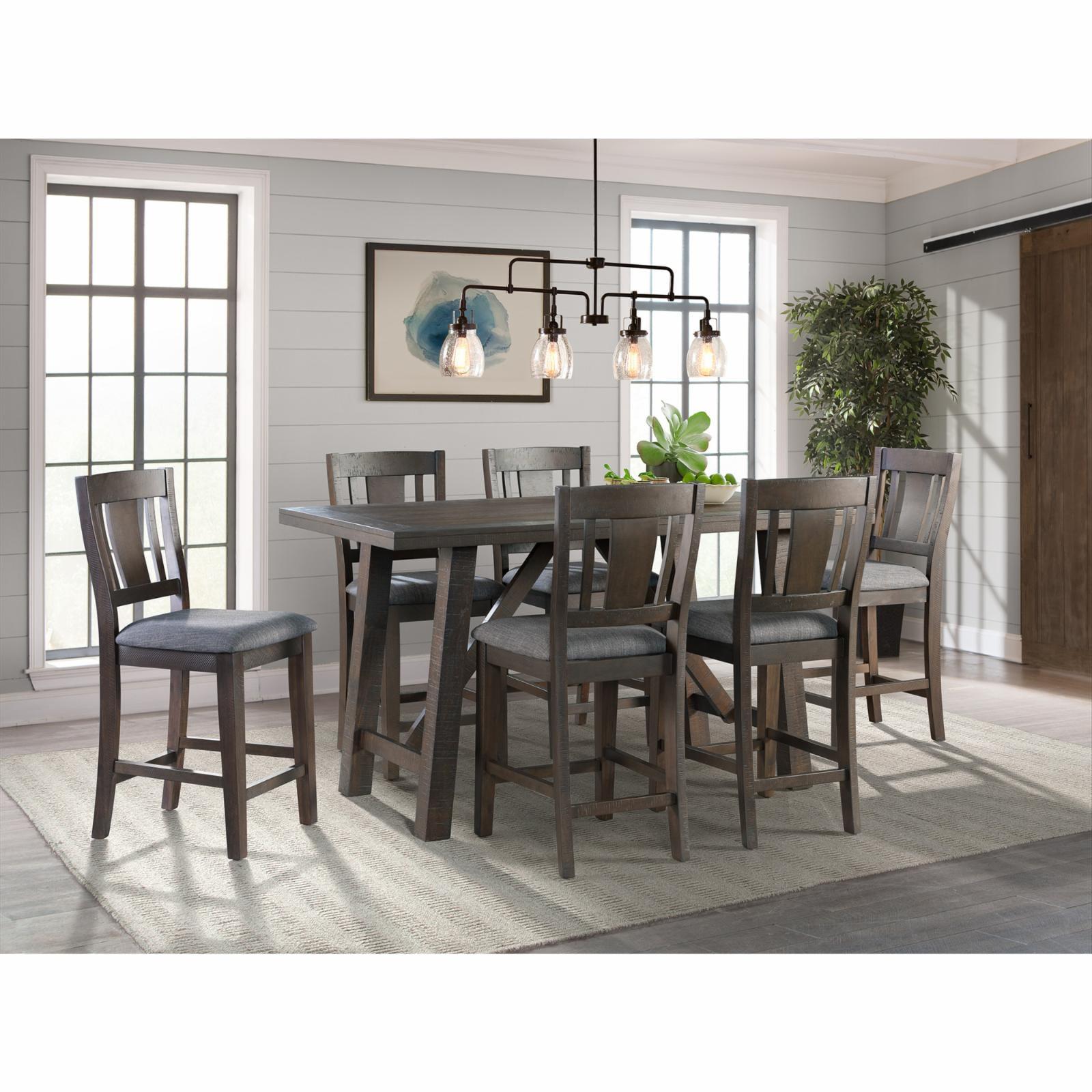 Carter Rustic Gray Counter Height Dining Set with 6 Chairs